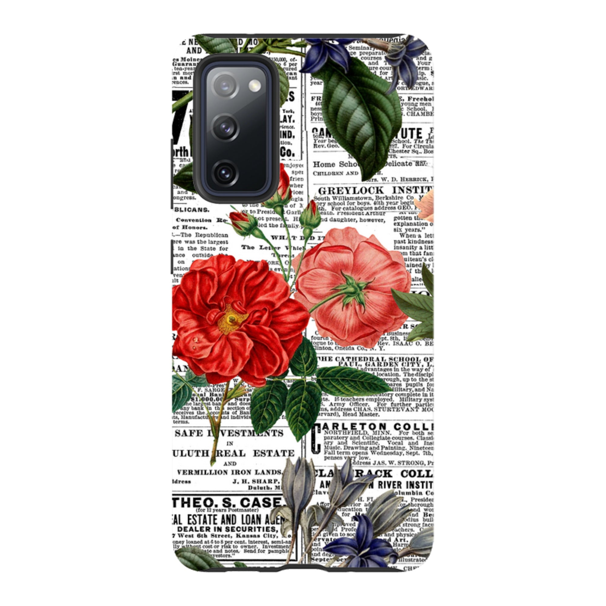 Samsung Tough Case - Floral Newsprint