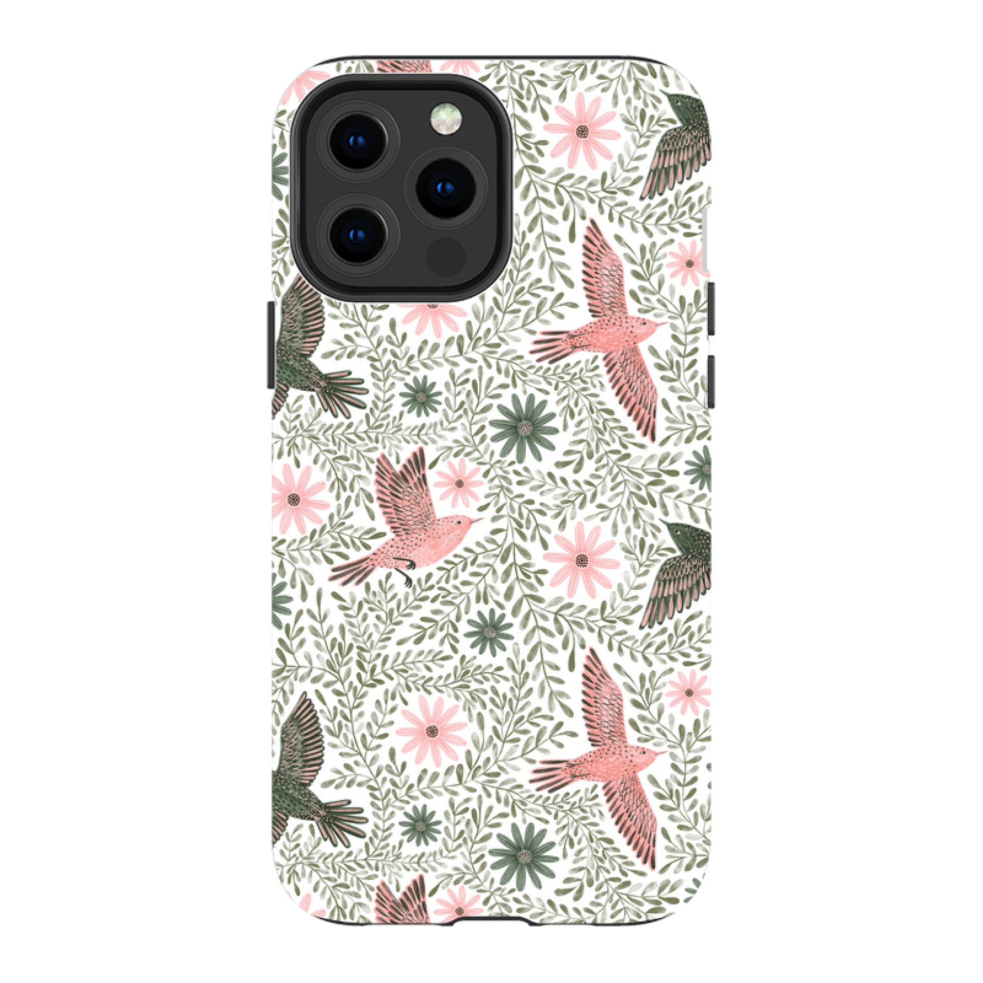 iPhone Tough Case - Bird Pattern Green By Lee Foster Wilson