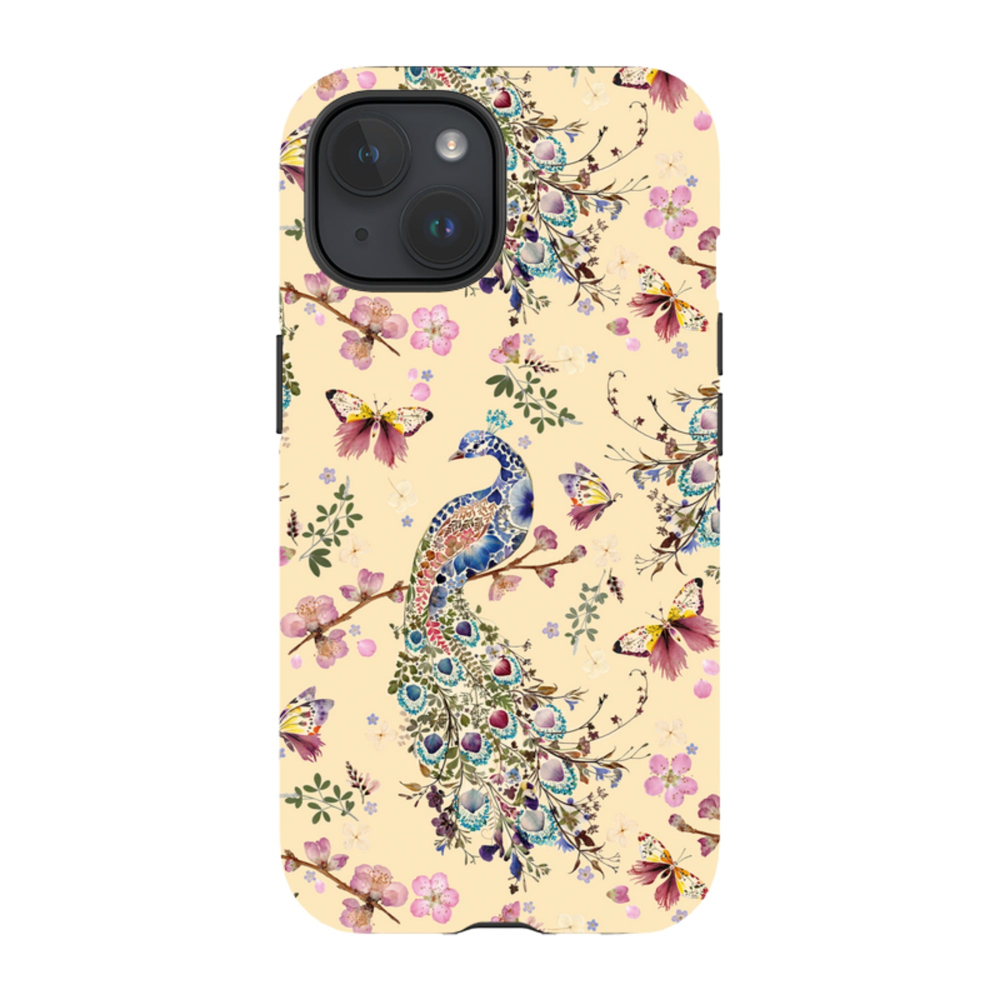 iPhone Tough Case - Peacock and Cherry Blossoms Lilly By Helen Ahpornsiri