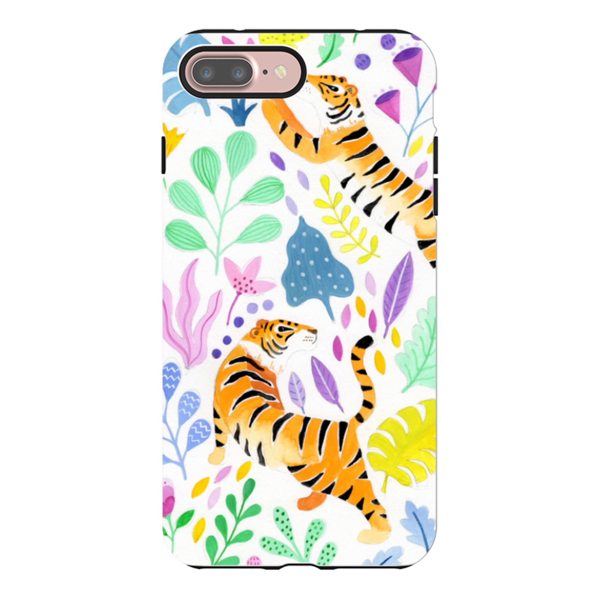 iPhone Tough Case - Tigers And Flowers By Bex Parkin