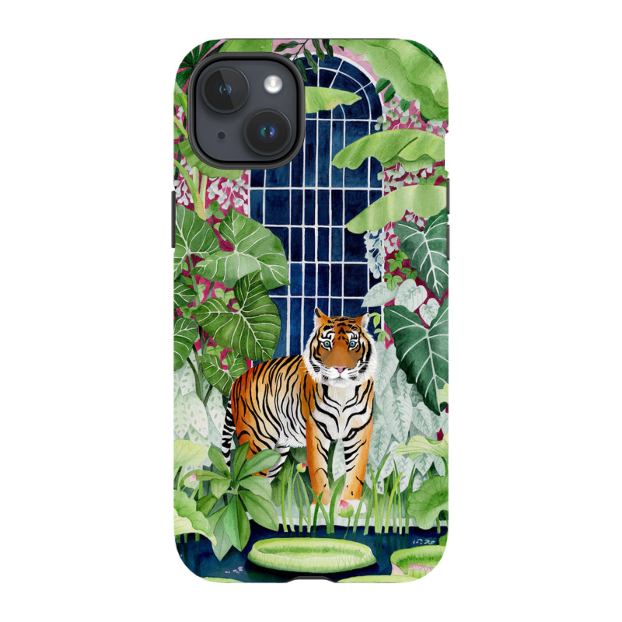 iPhone MagSafe Tough Case - Green House Tiger By Bex Parkin