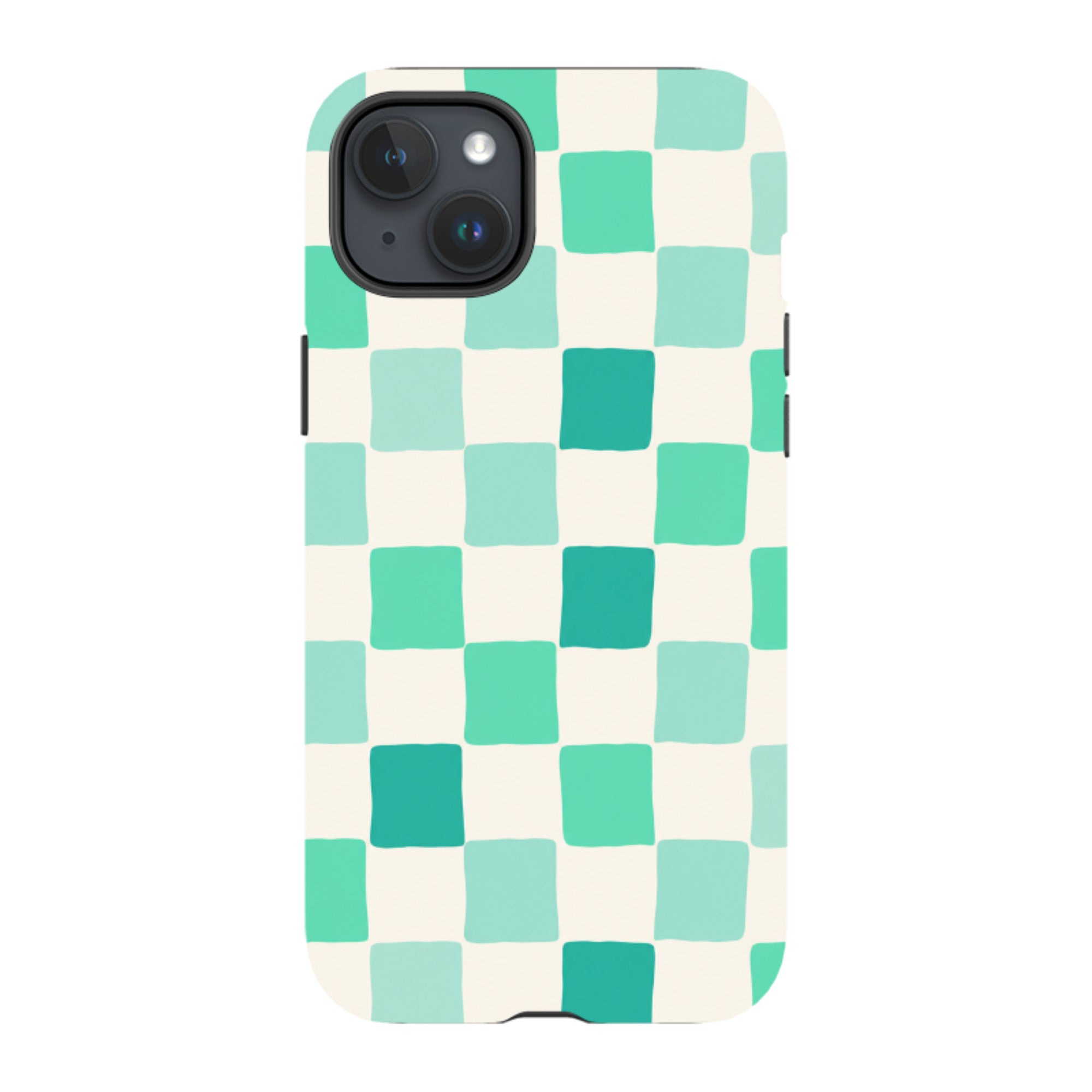 iPhone Tough Case - Mint Green Checkerboard