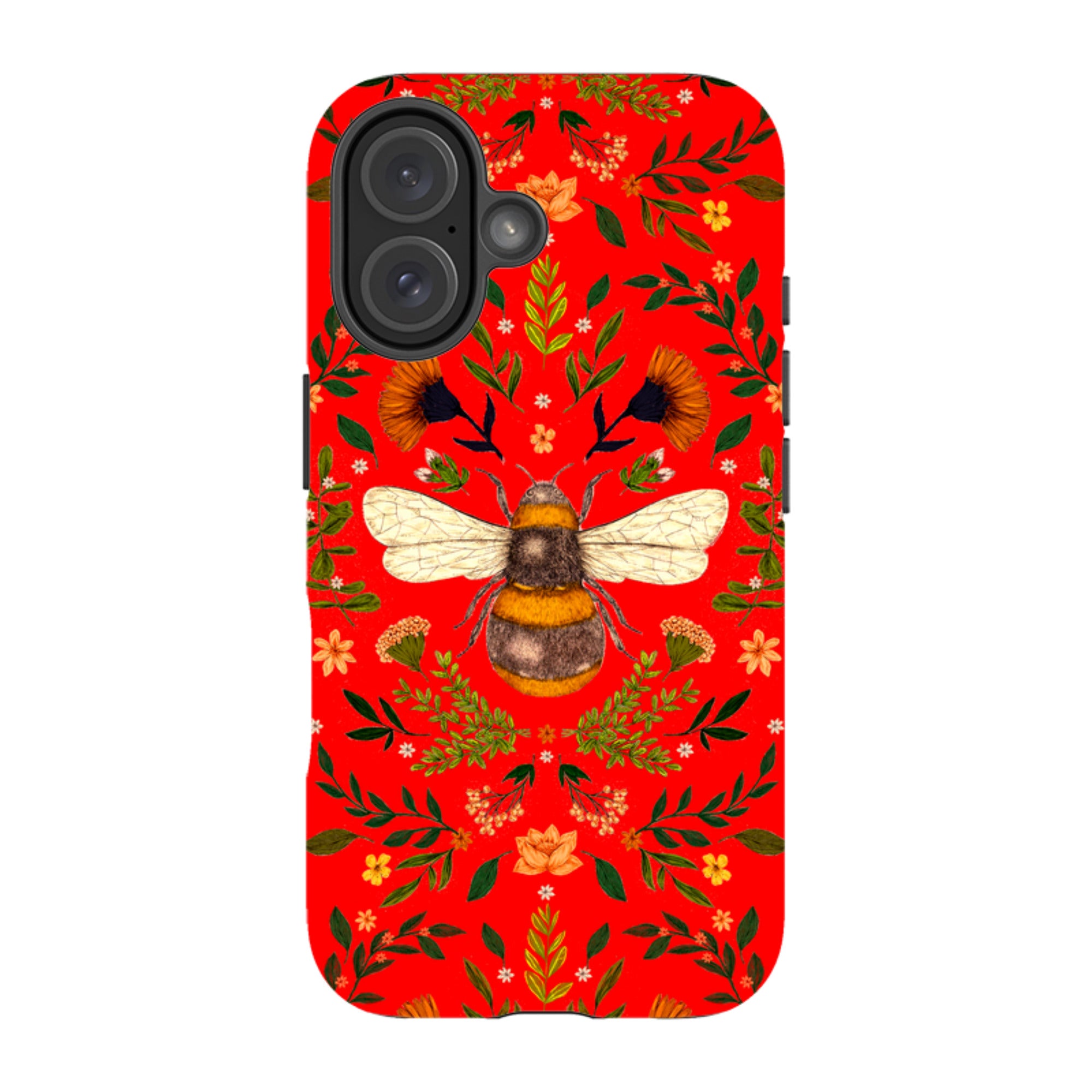 iPhone Tough Case - Botanical Bee Red By Jade Mosinski