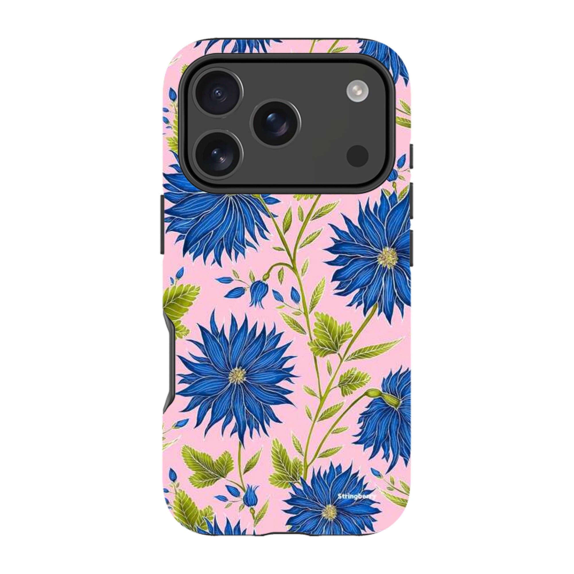 iPhone MagSafe Tough Case - Blue Flowers Pink By Catherine Rowe