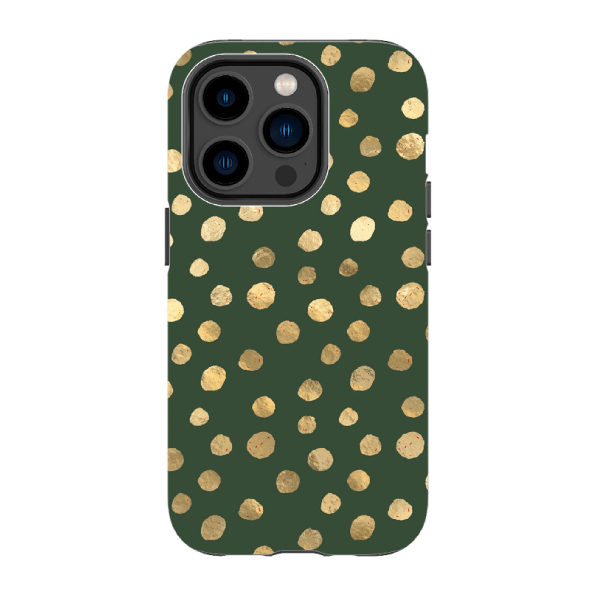 iPhone Tough Case - Green and Gold Dots