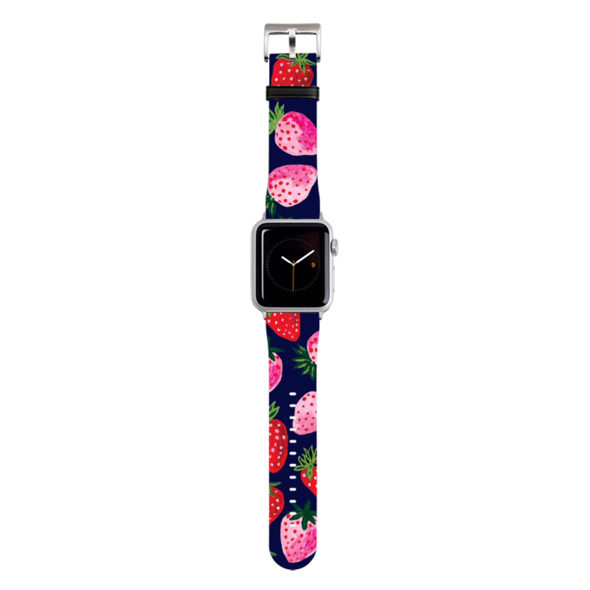 Strawberry Scatter Navy Apple Watch Strap By Emma Frances Grant