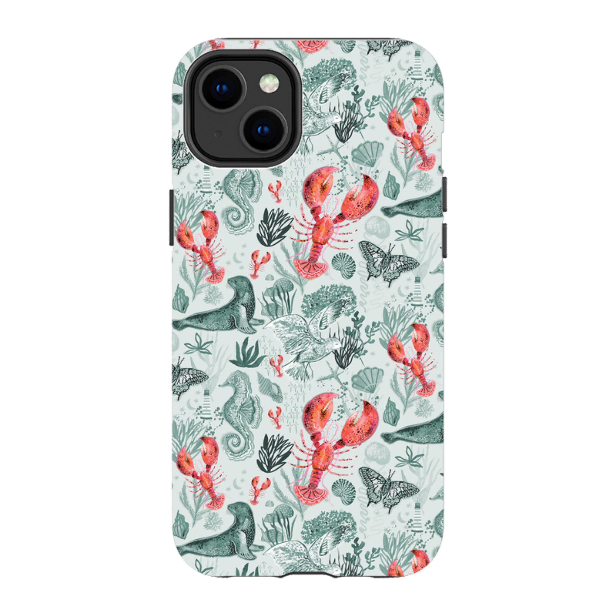 iPhone MagSafe Tough Case - Teal Seals and Lovely Lobsters By Emma Frances Grant
