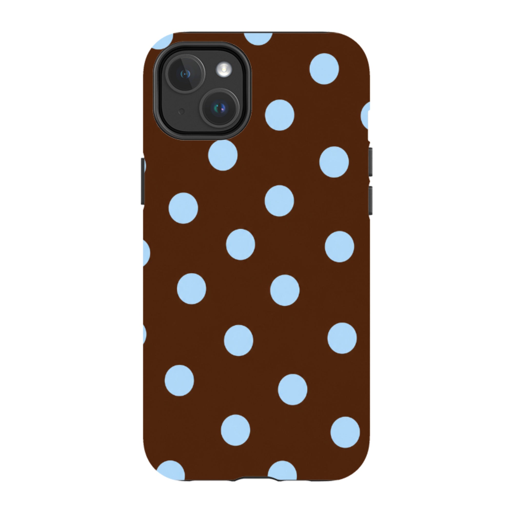 iPhone MagSafe Tough Case - Chocolate Brown & Baby Blue Polka Dot