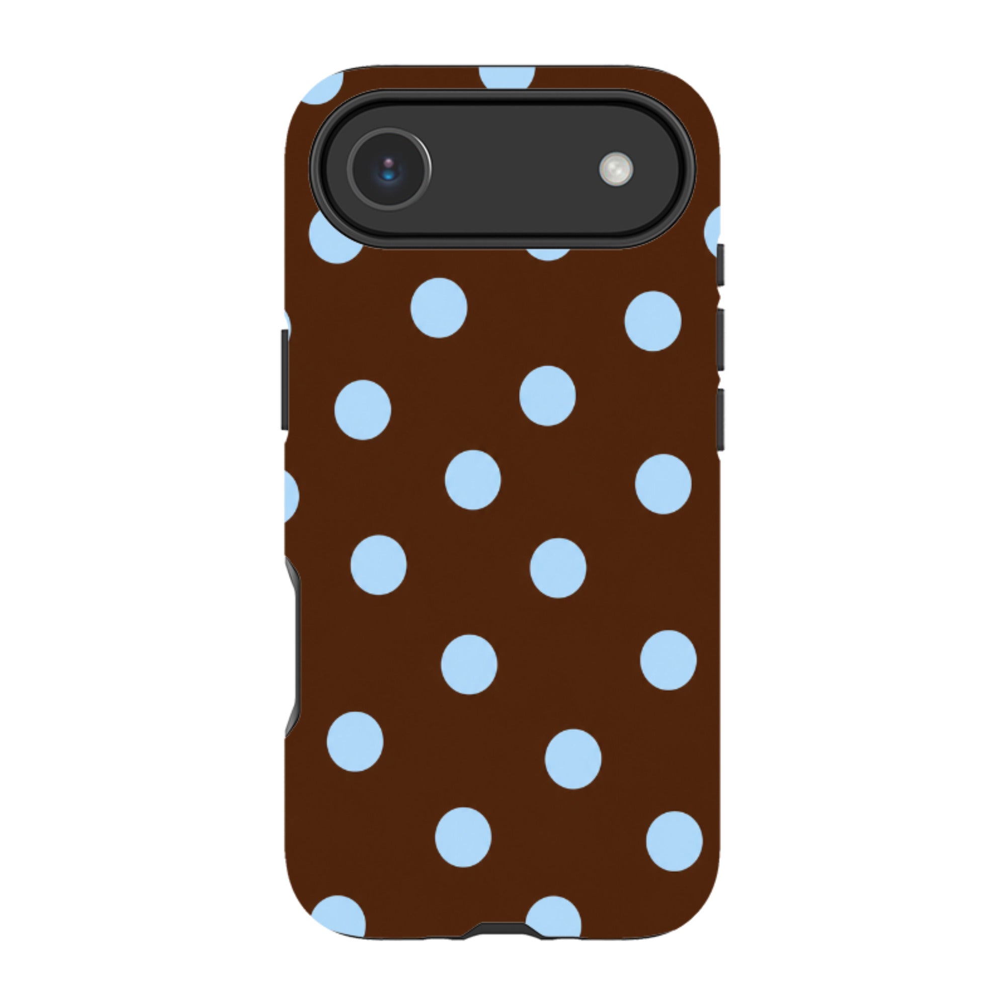 iPhone MagSafe Tough Case - Chocolate Brown & Baby Blue Polka Dot