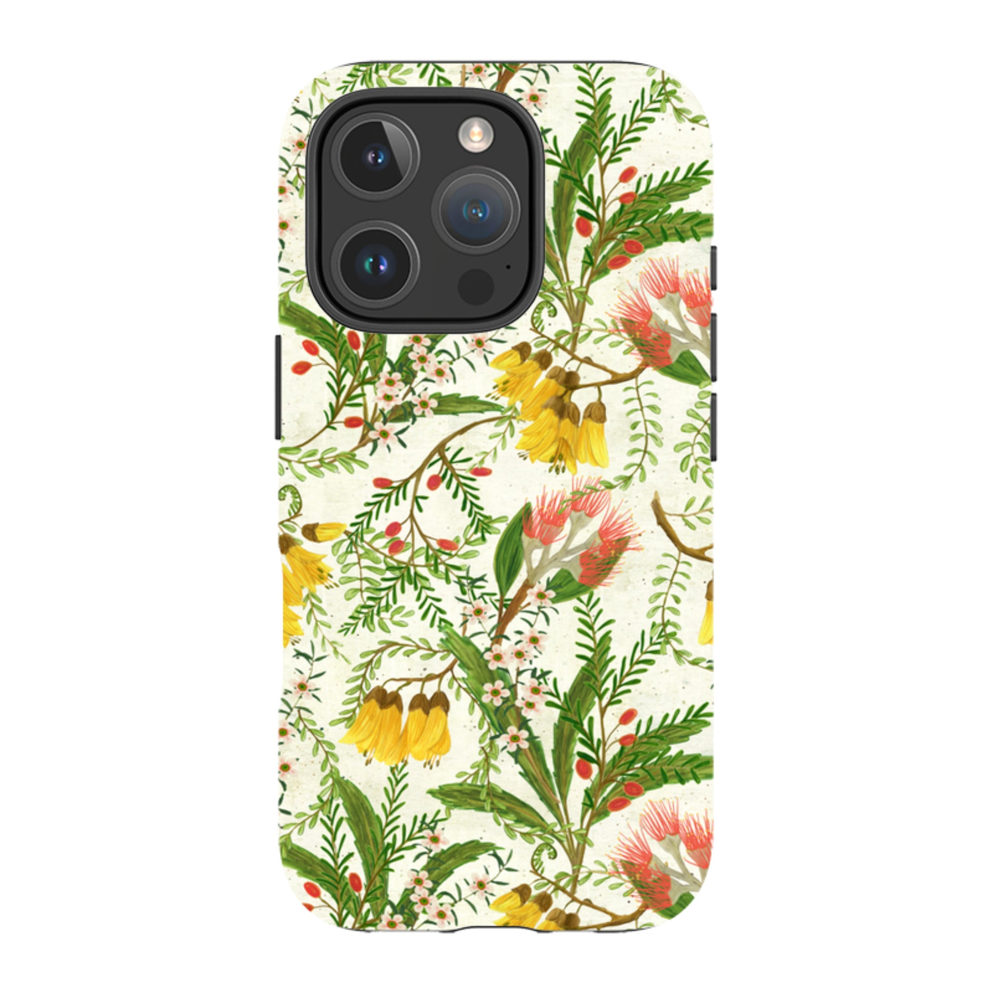 iPhone MagSafe Tough Case - Kowhai and Bottle Brush By Katherine Quinn