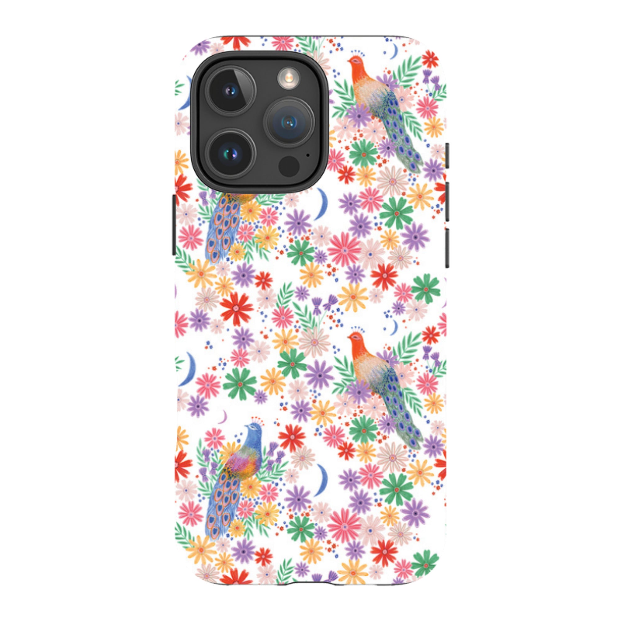 iPhone Tough Case - Peacock Pattern White By Lee Foster Wilson