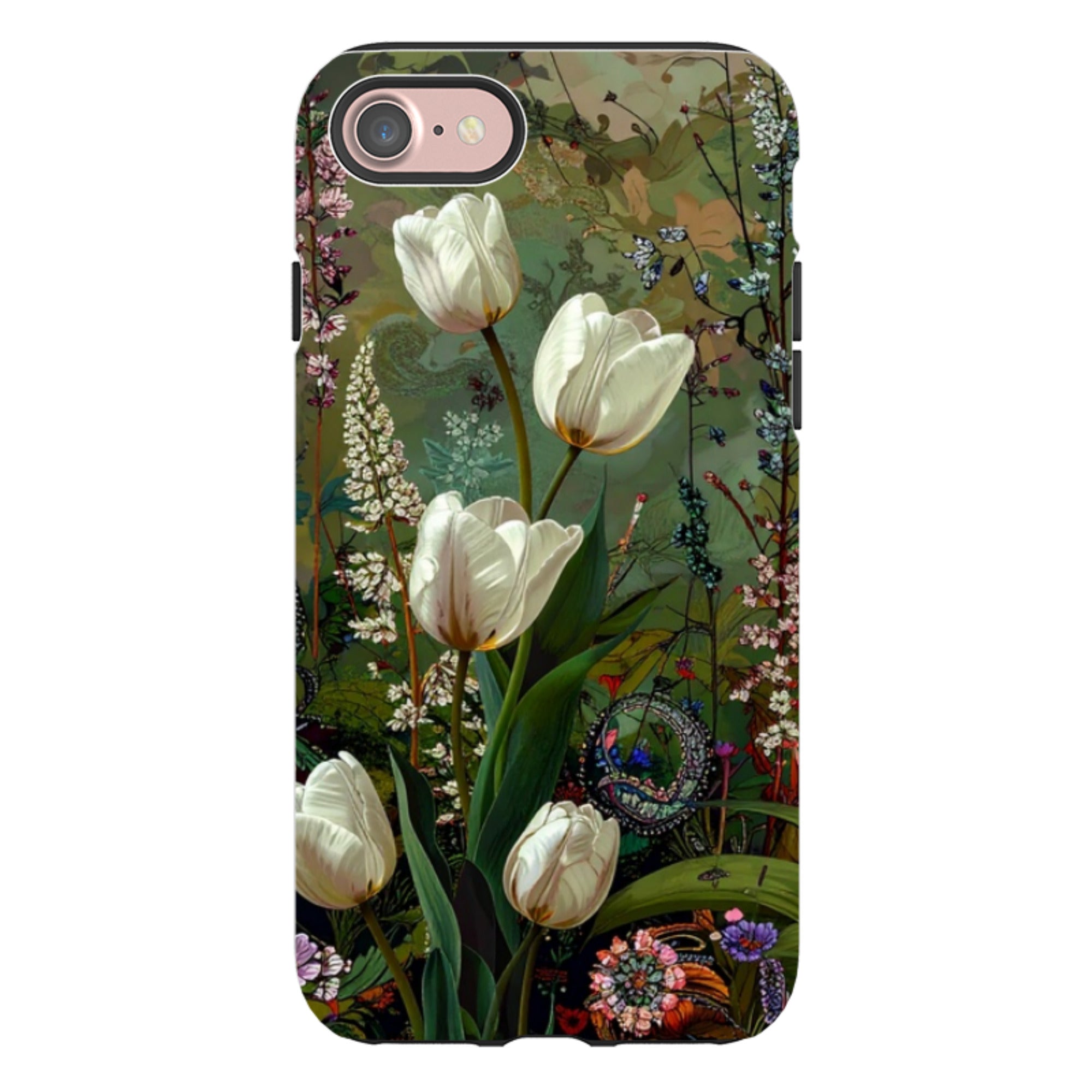 iPhone Tough Case - Green Vyne White Tulips