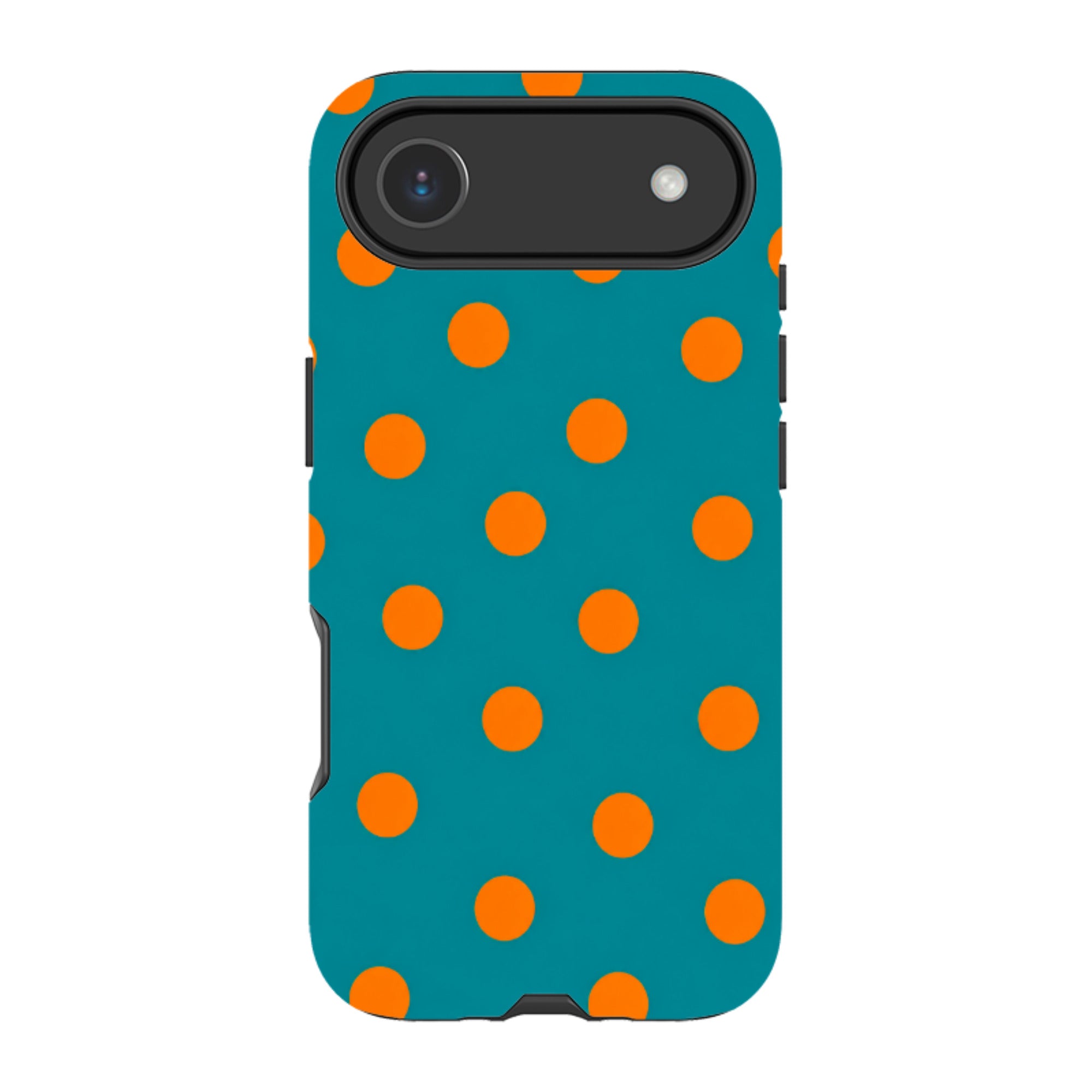 iPhone Tough Case - Teal & Orange Polka Dot