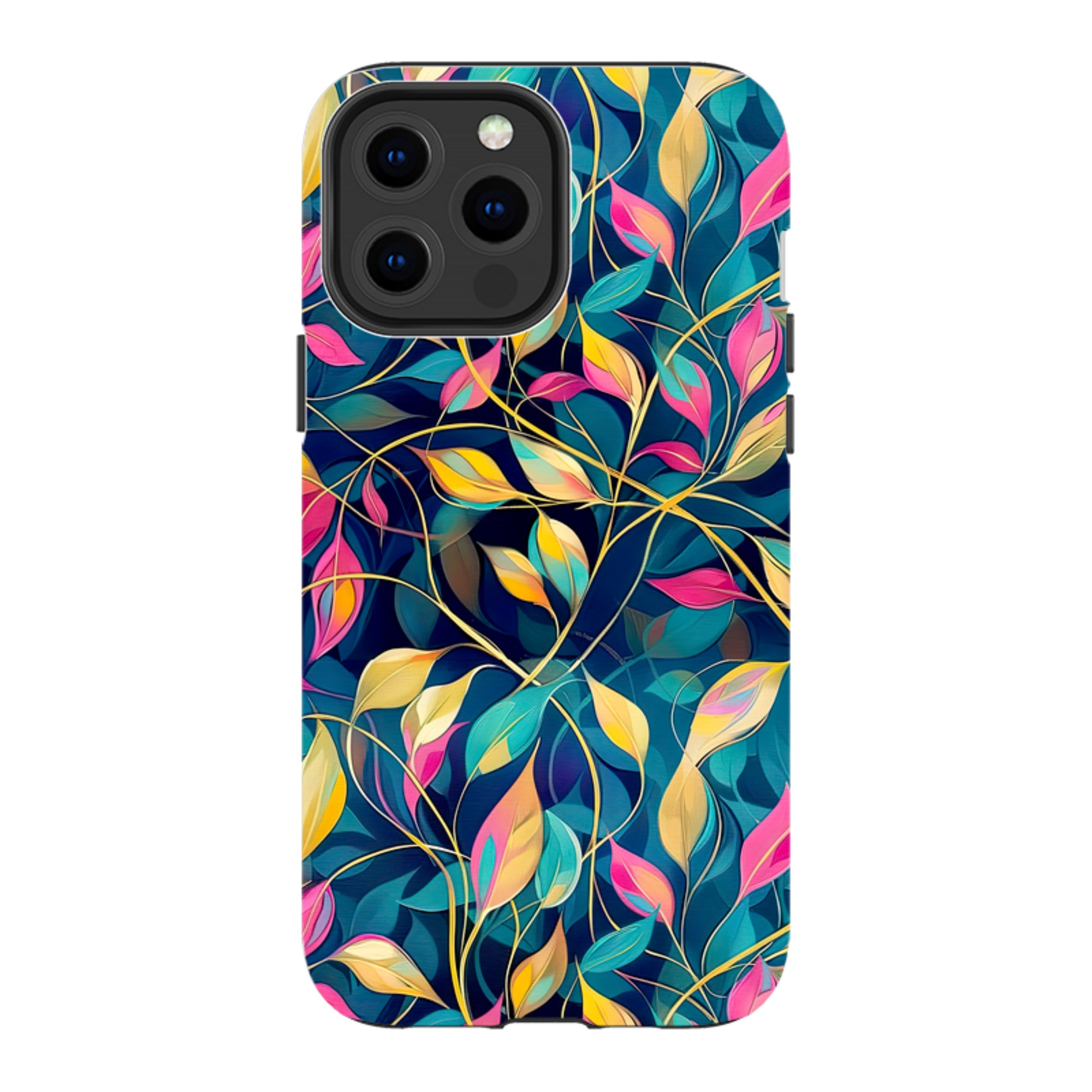 iPhone Case - Pink and Teal Leaves