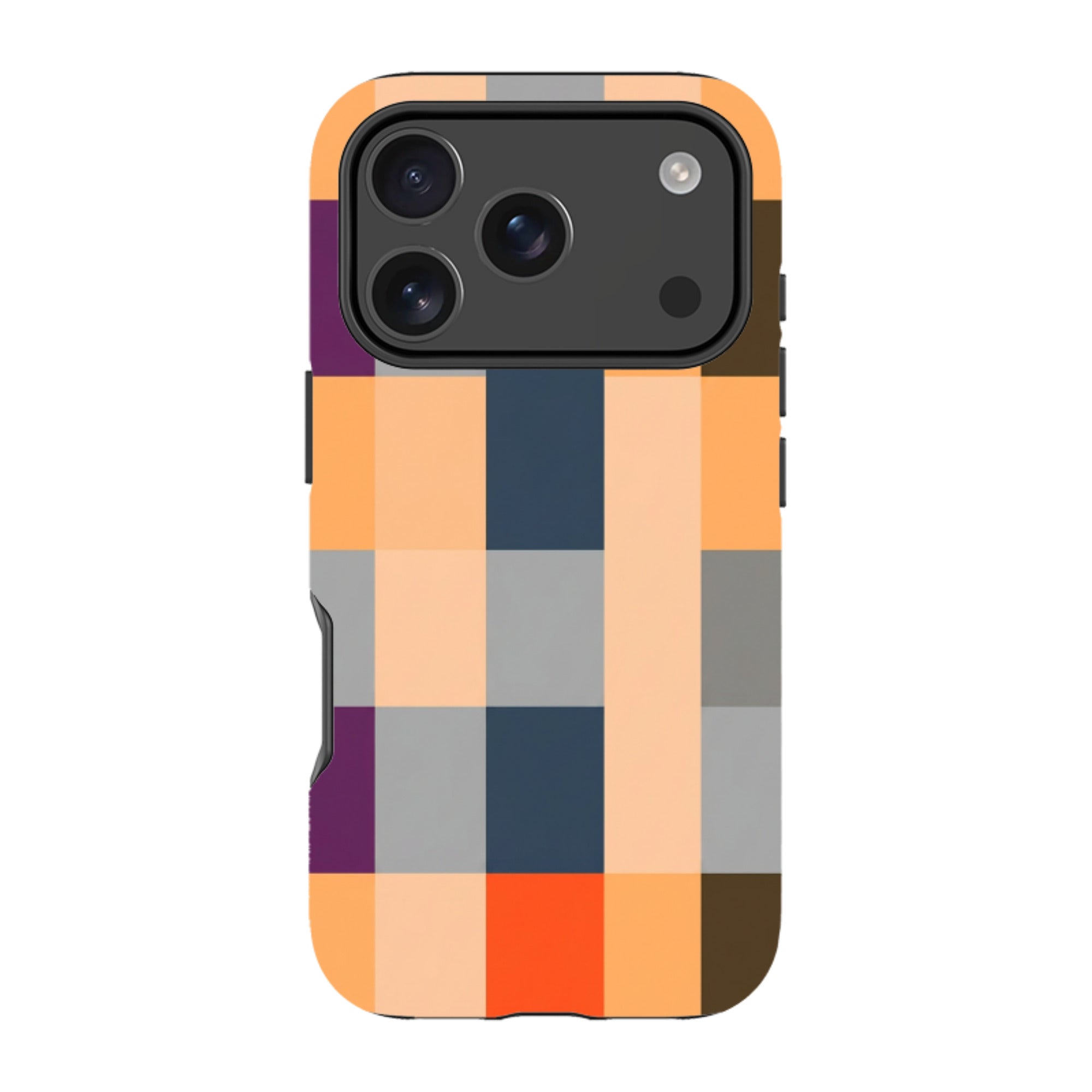 iPhone Tough Case - Orange and Purple Plaid