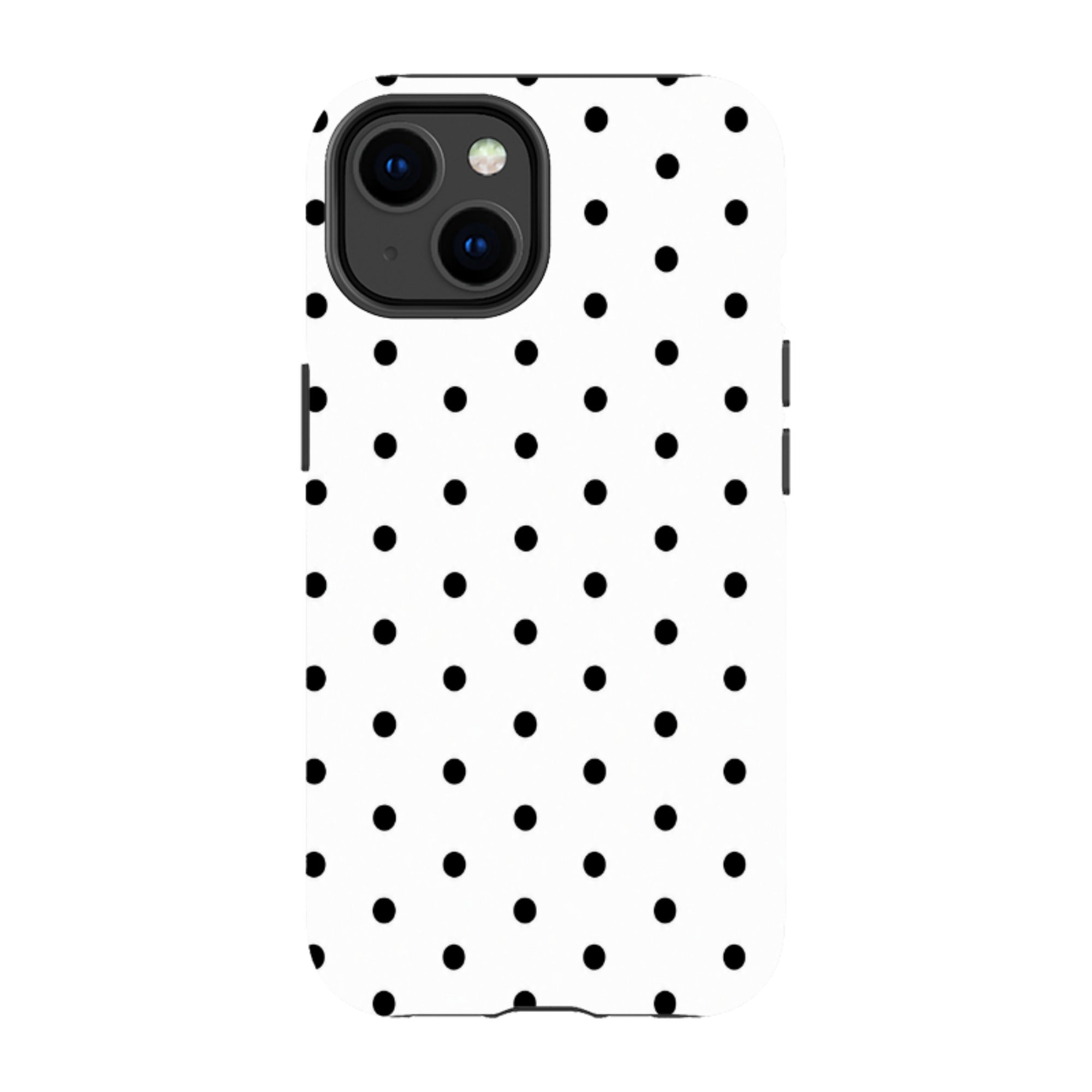 iPhone Tough Case - White & Black Polka Dot