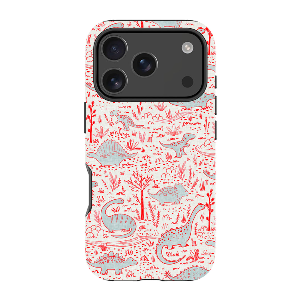 iPhone Tough Case - Dinosaur line Red and Blue By Katherine Quinn