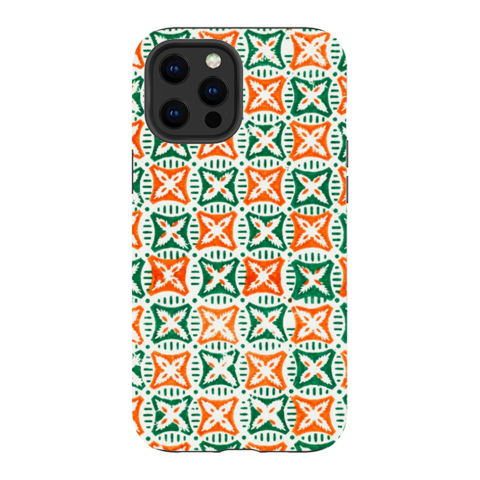 iPhone Tough Case - Orange & Green Tile