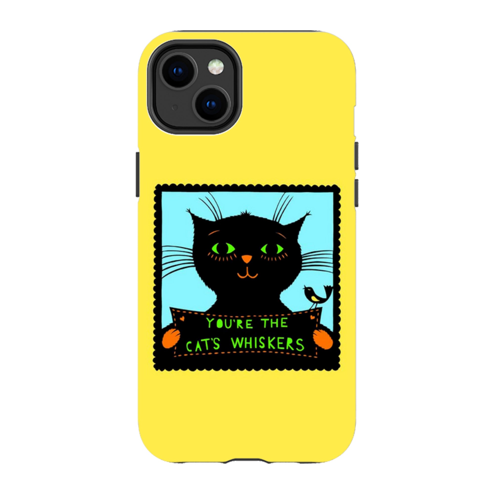 iPhone Tough Case - Cats Whiskers Yellow By Suzy Taylor