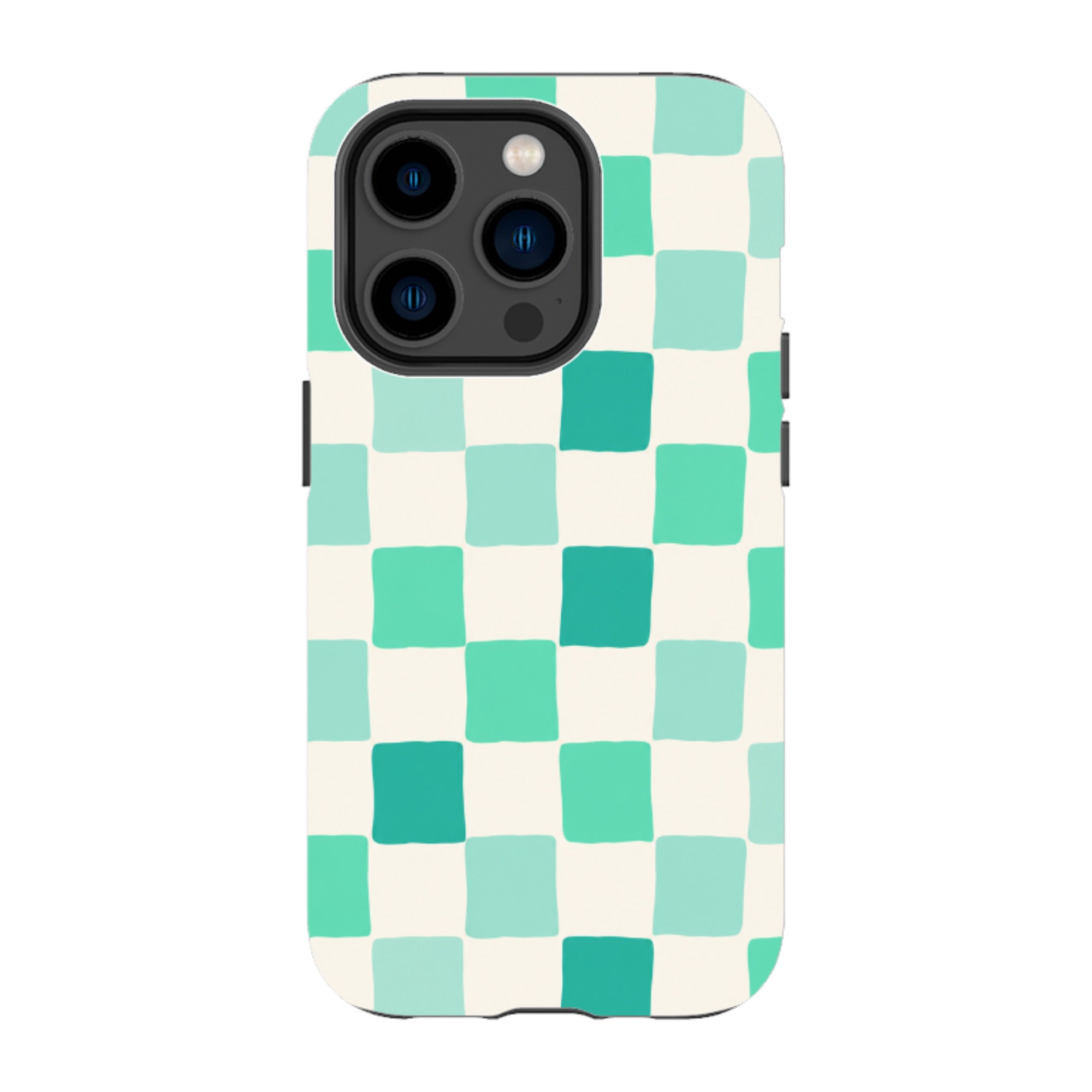iPhone Tough Case - Mint Green Checkerboard