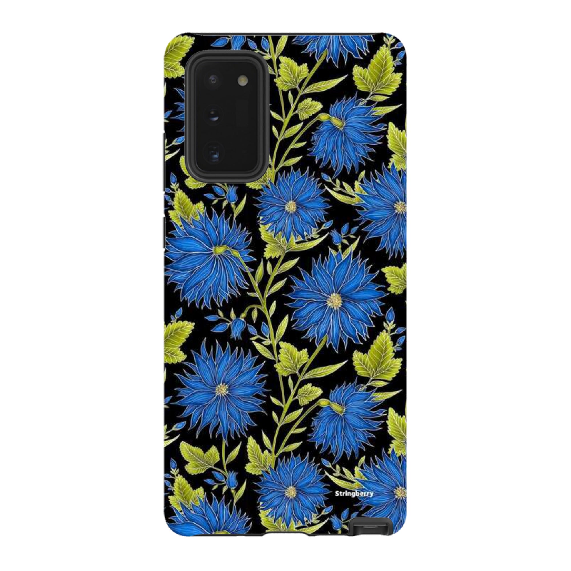 Samsung Tough Case - Blue Flowers Black By Catherine Rowe