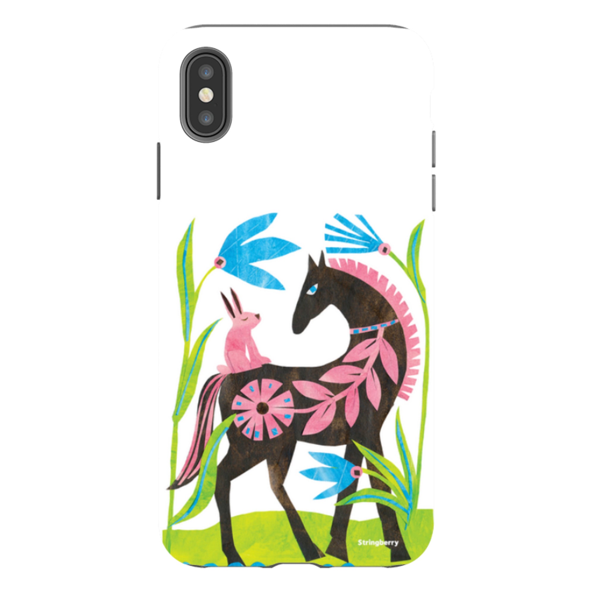 iPhone Tough Case - Folk Horse And Bunny By Tracey English