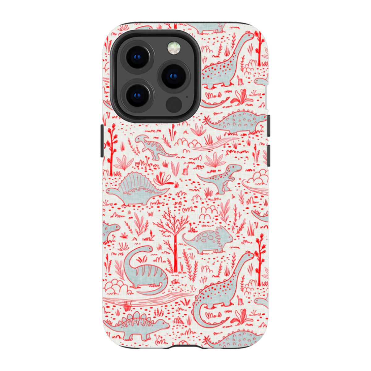 iPhone Tough Case - Dinosaur line Red and Blue By Katherine Quinn