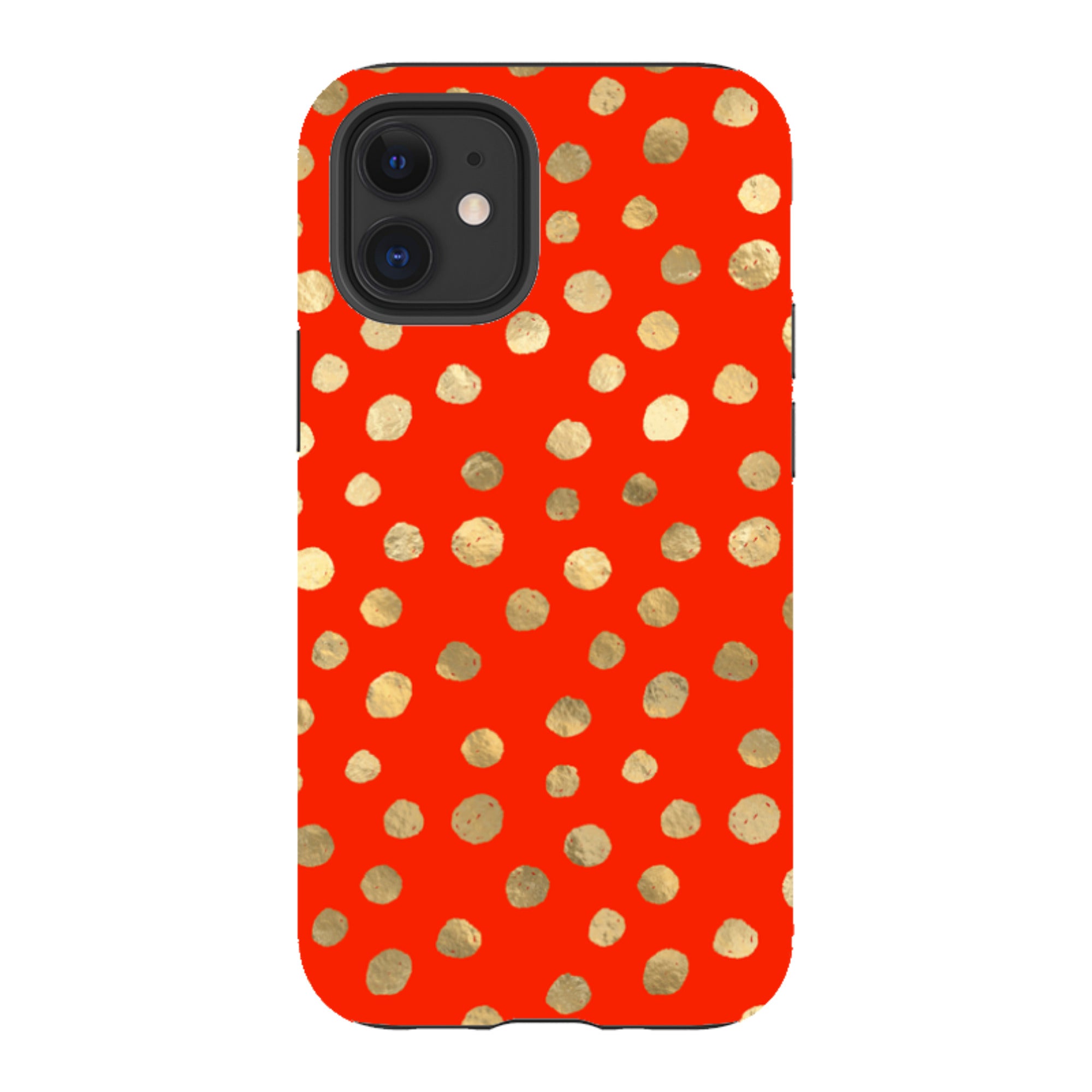iPhone Tough Case - Red and Golden Dots