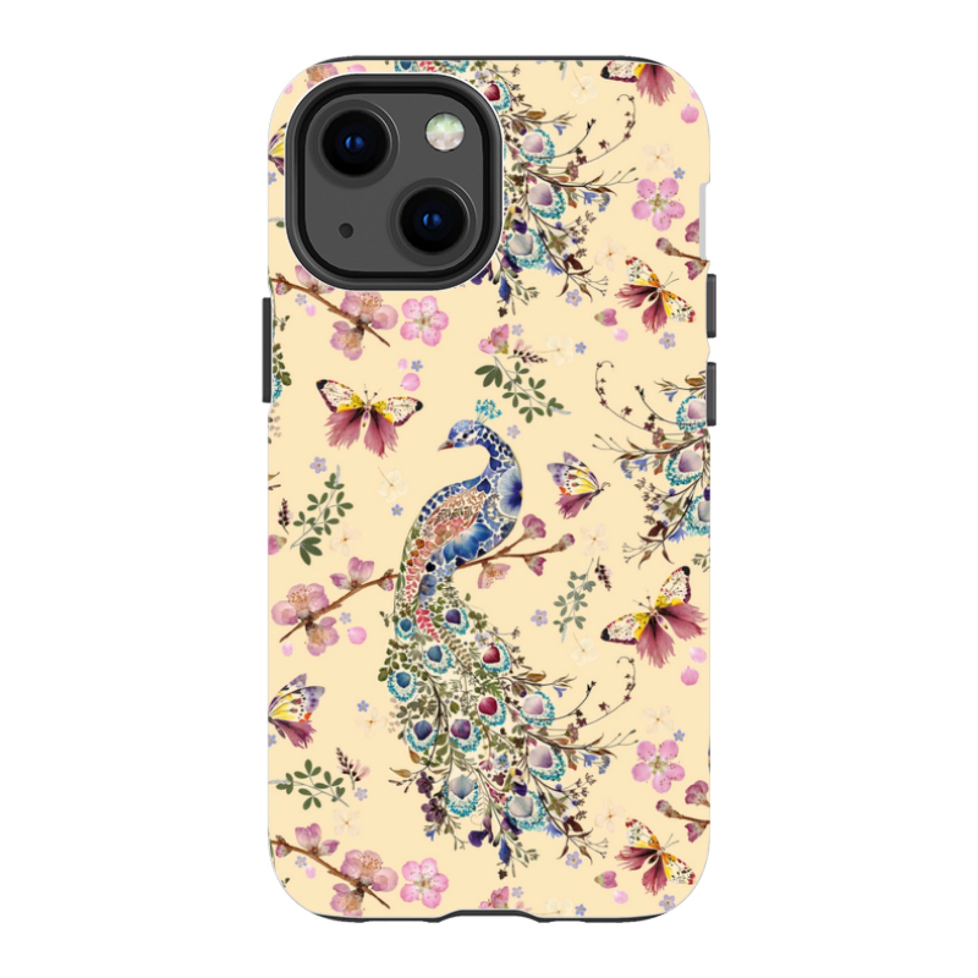 iPhone Tough Case - Peacock and Cherry Blossoms Lilly By Helen Ahpornsiri