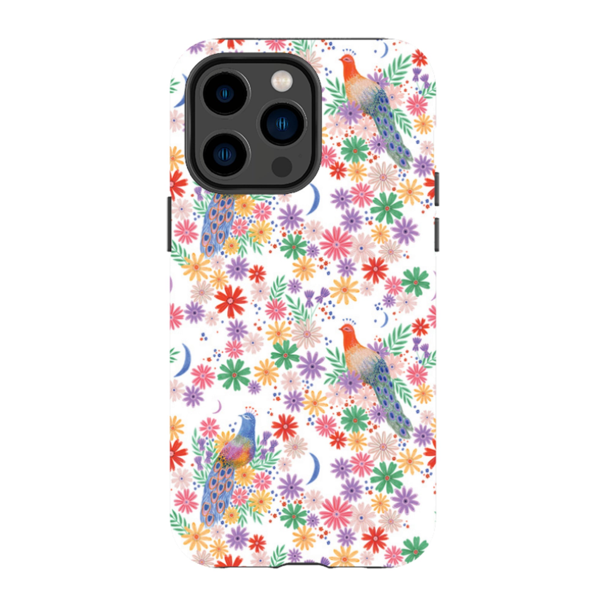 iPhone Tough Case - Peacock Pattern White By Lee Foster Wilson