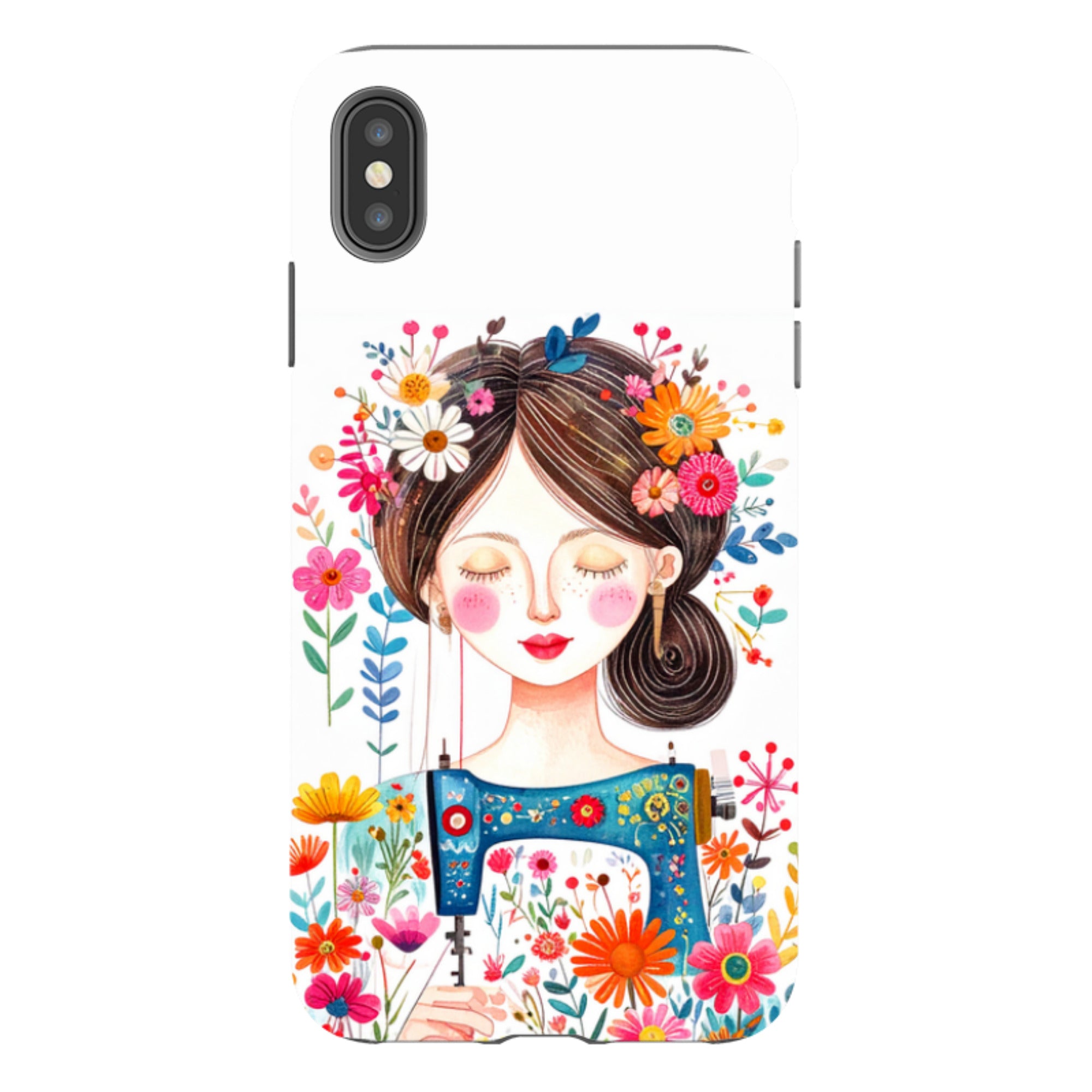 iPhone Case - Floral Sewing Lady