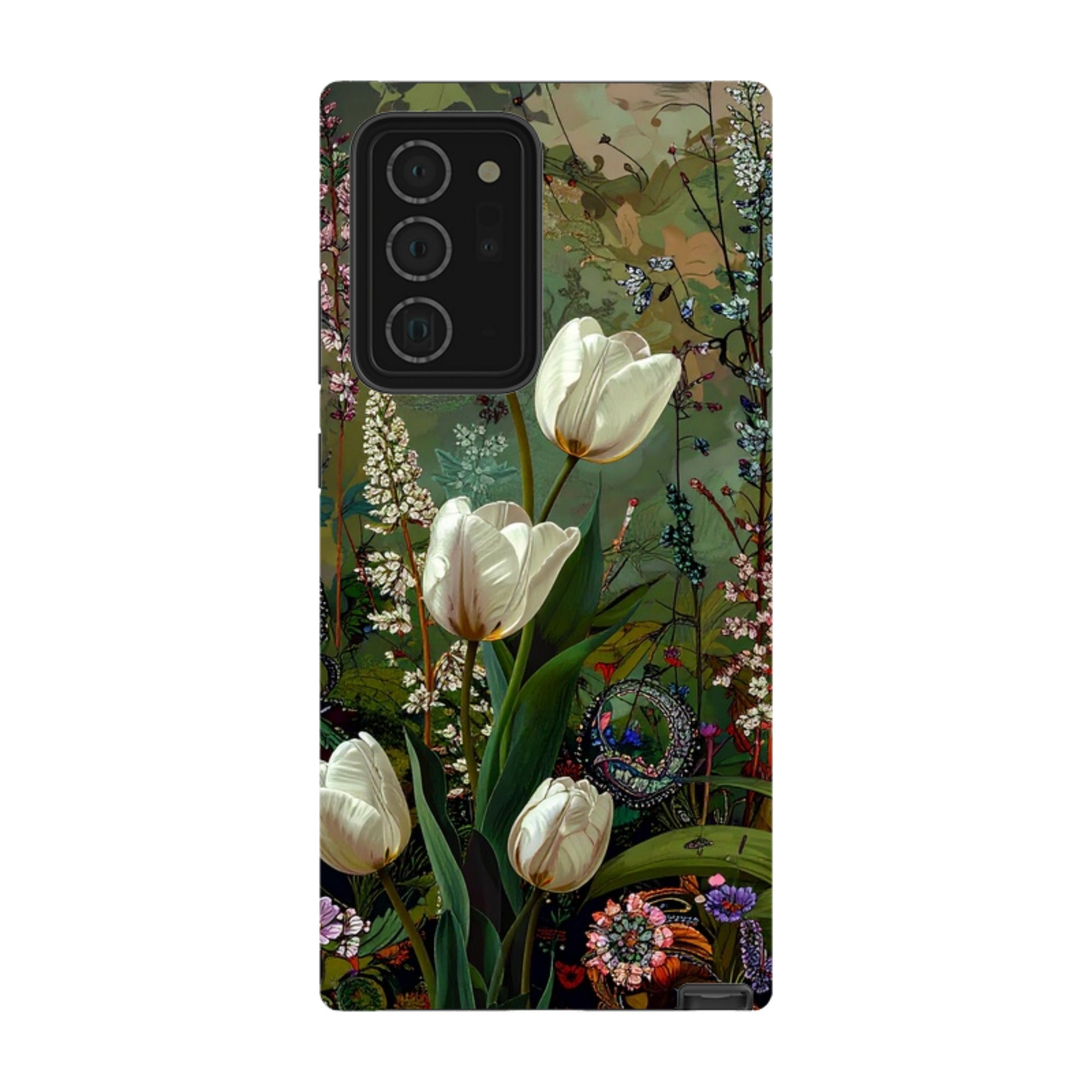Samsung Tough Case - Green Vyne white Tulips