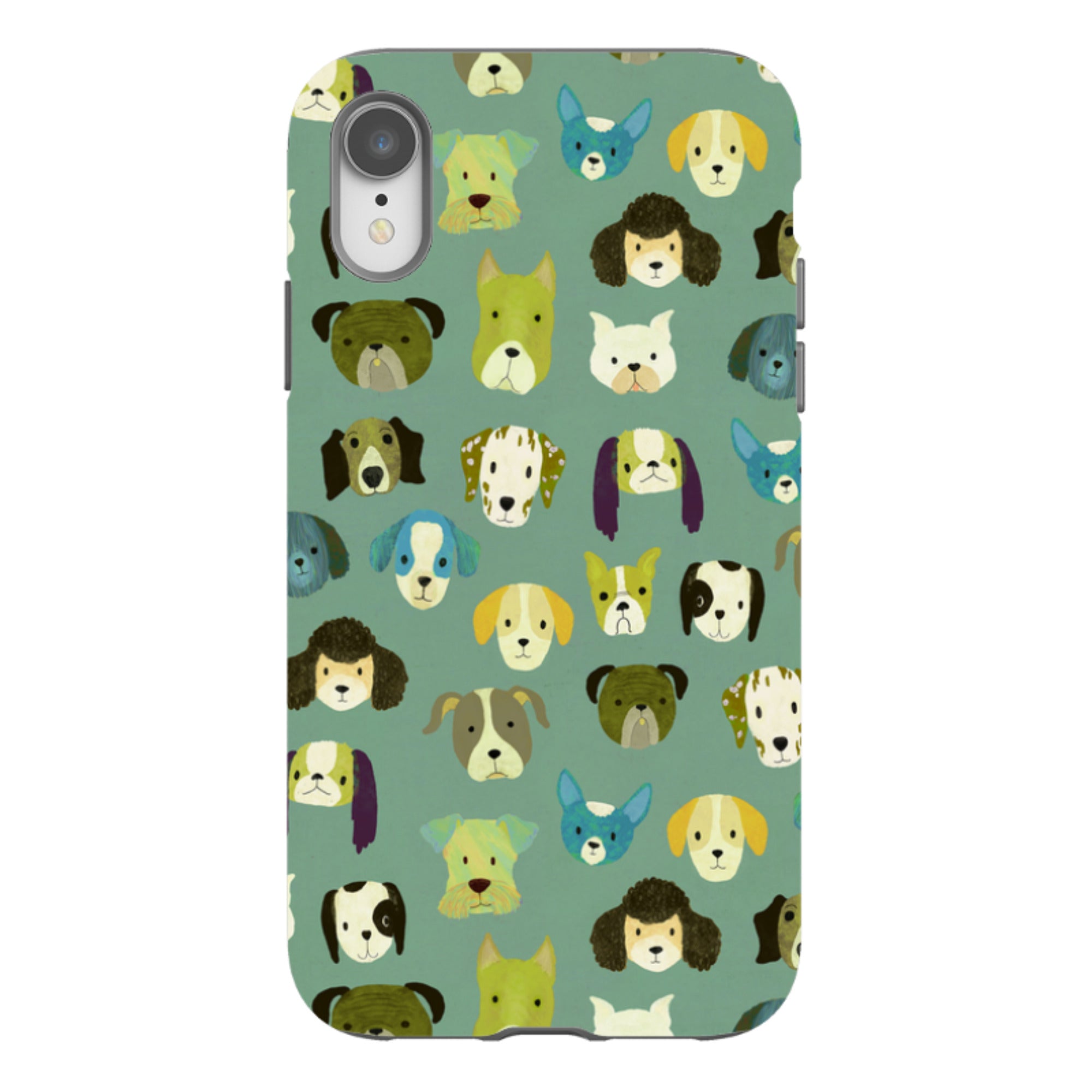 iPhone Tough Case - Dog Heads Green By Katherine Quinn