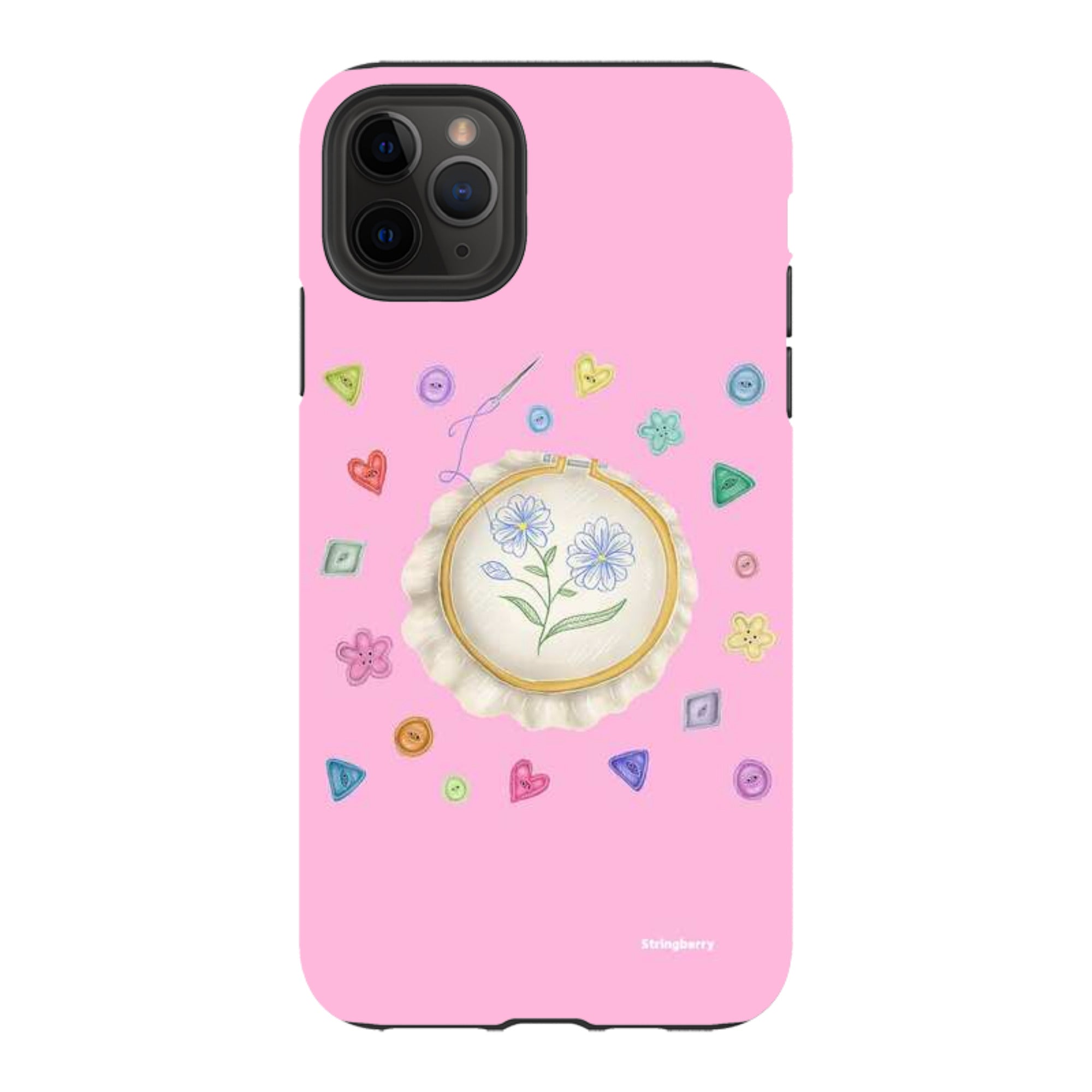 iPhone Tough Case - Flower Buttons Needlework By Catherine Rowe