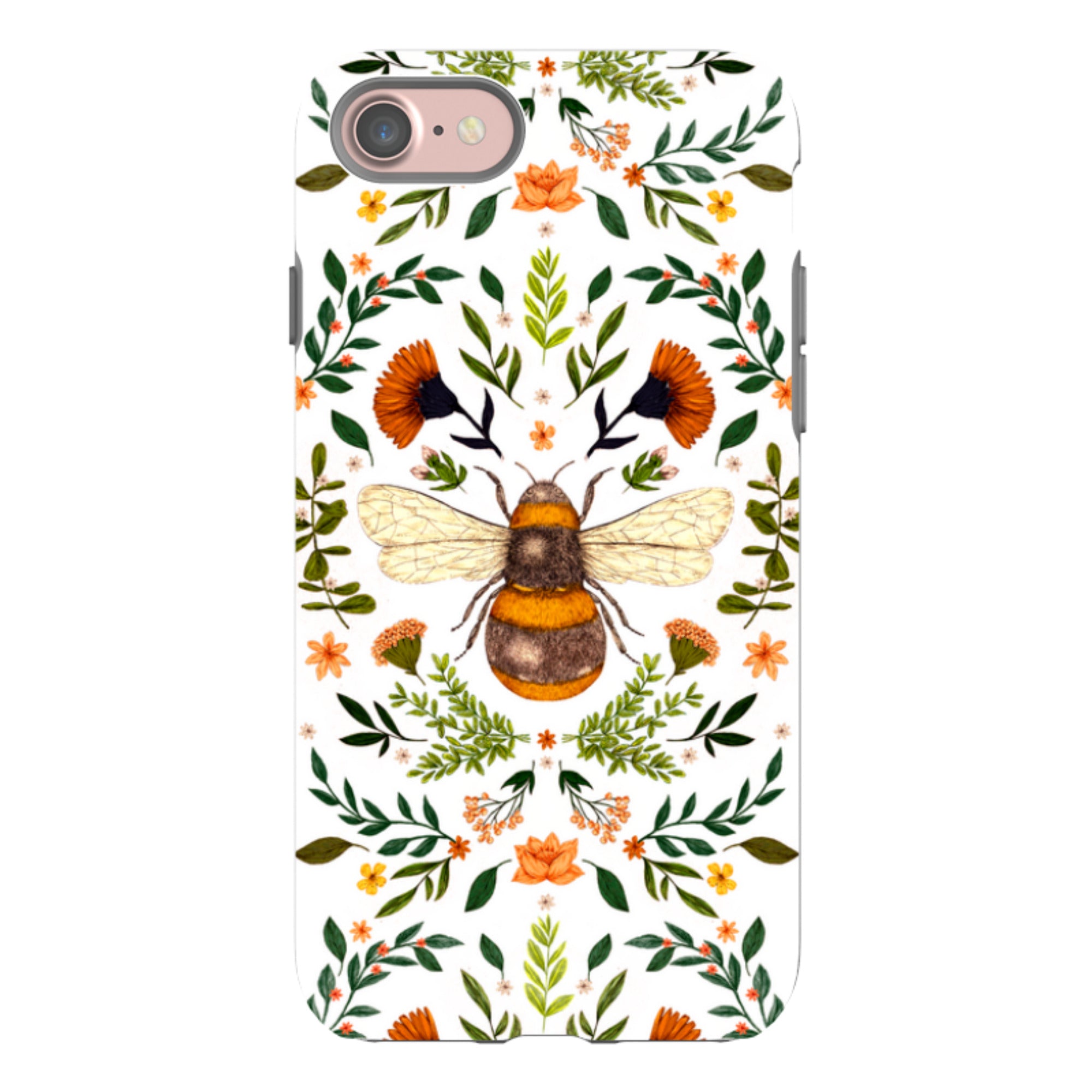 iPhone Tough Case - Botanical Bee White By Jade Mosinski