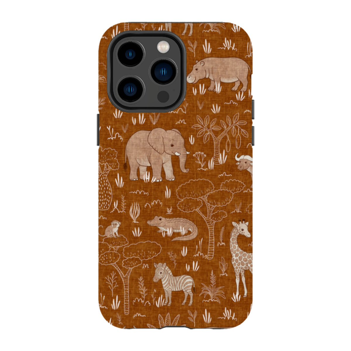 iPhone Tough Case - Savanna Wildlife - Rust By Katherine Quinn