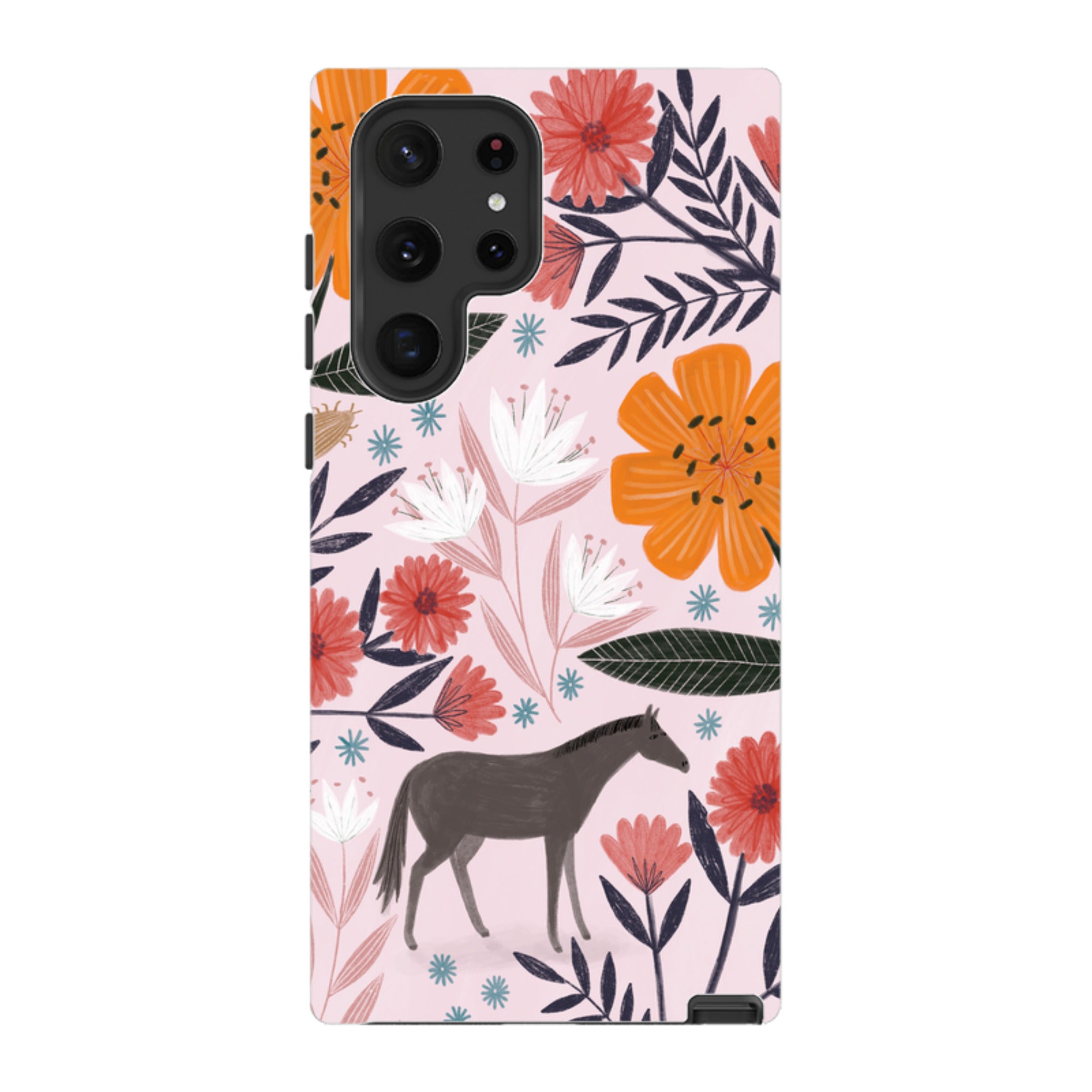Samsung Tough Case - Pink Horse Floral By Lee Foster Wilson