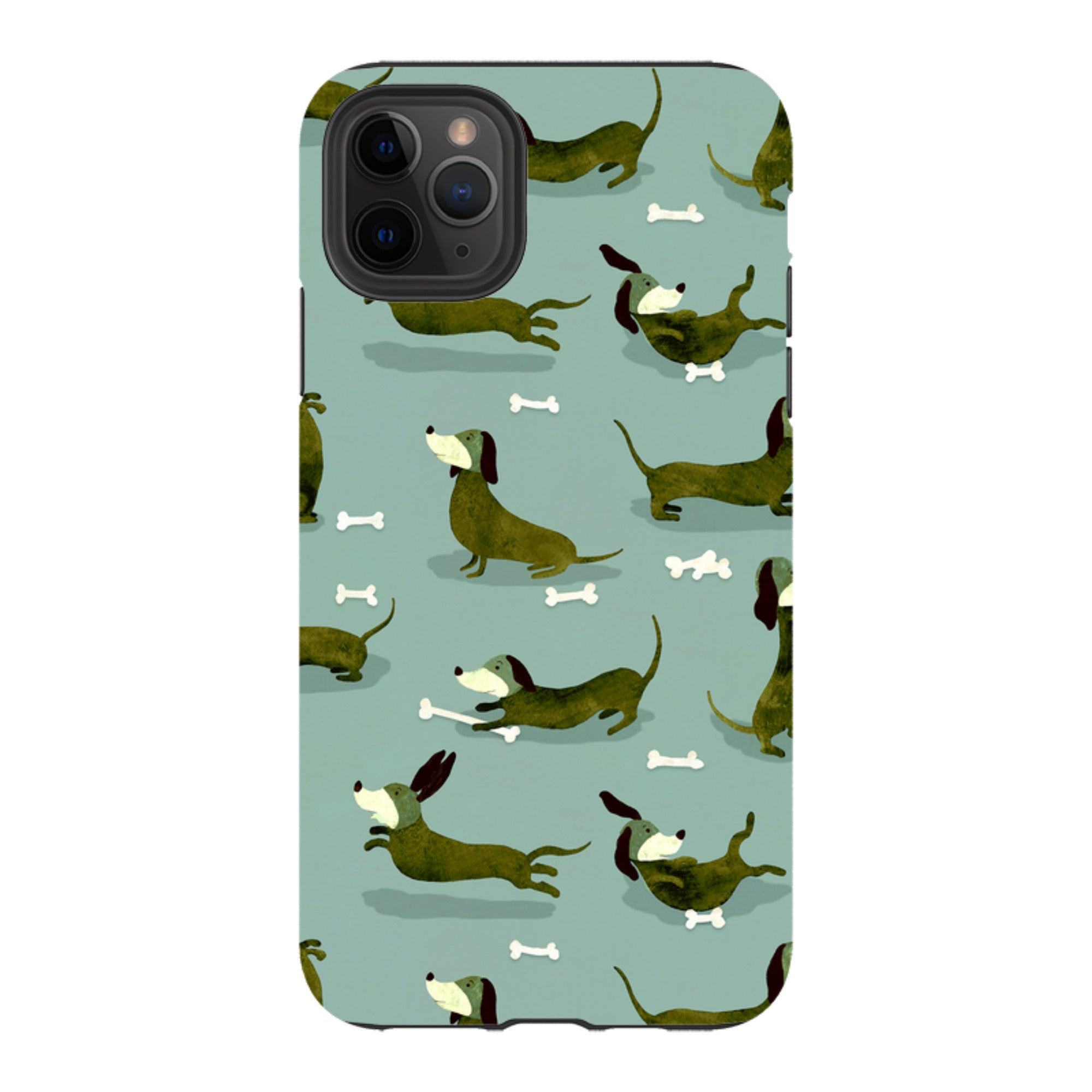 iPhone Tough Case - Dash Dogs Green By Katherine Quinn