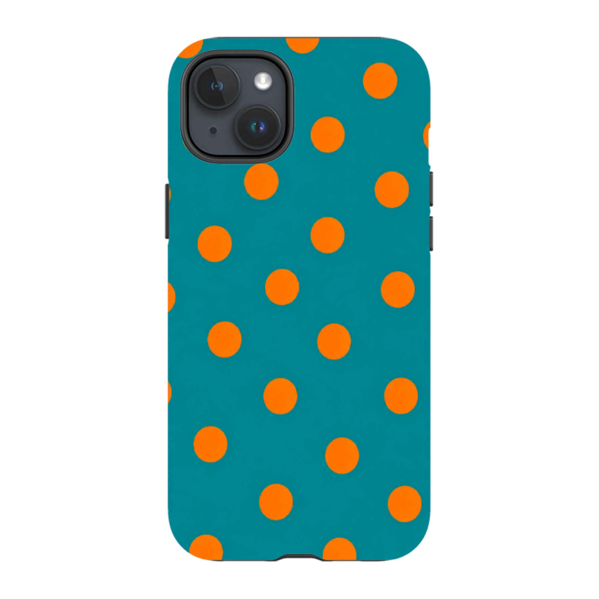 iPhone Tough Case - Teal & Orange Polka Dot