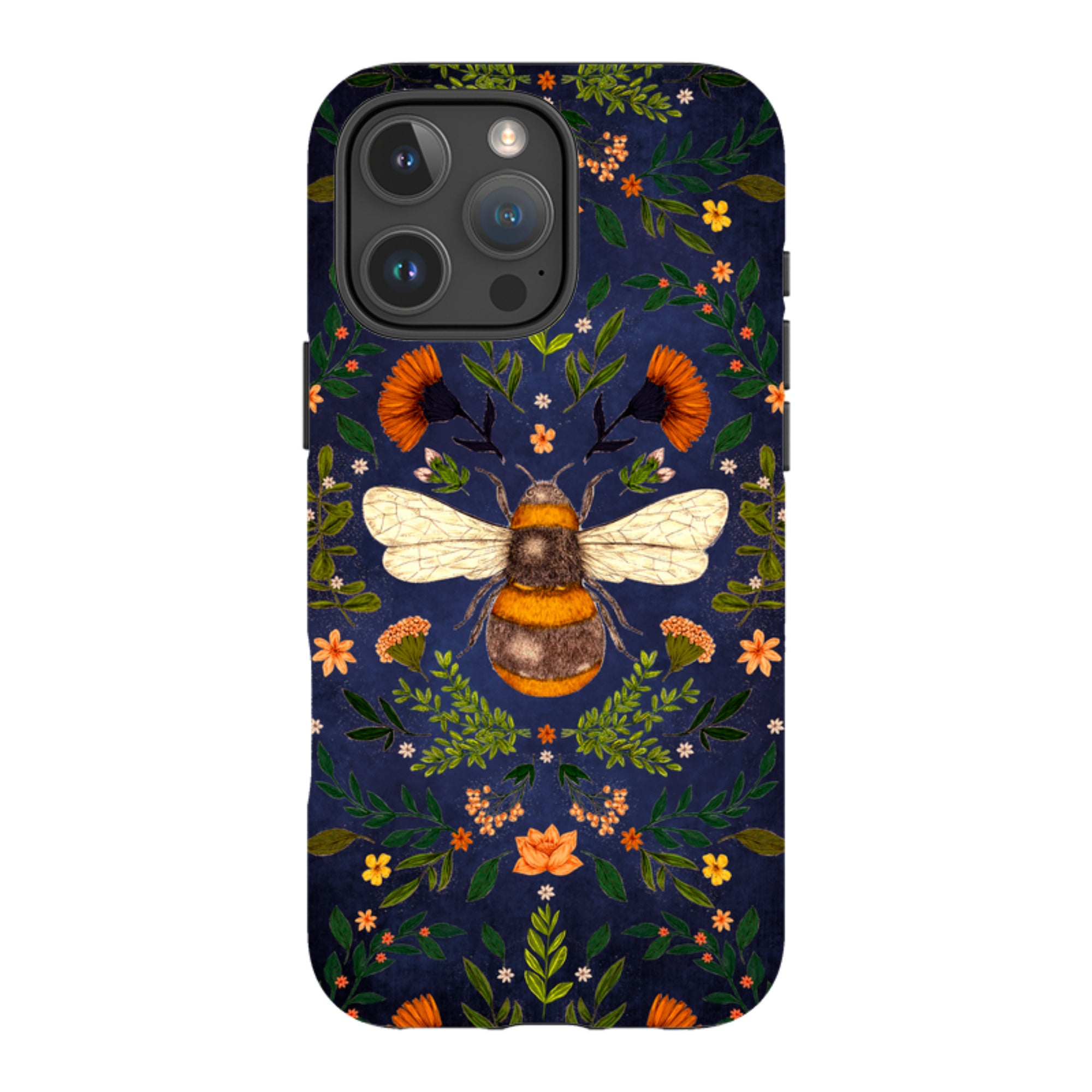 iPhone Tough Case - Botanical Bee Blue By Jade Mosinski