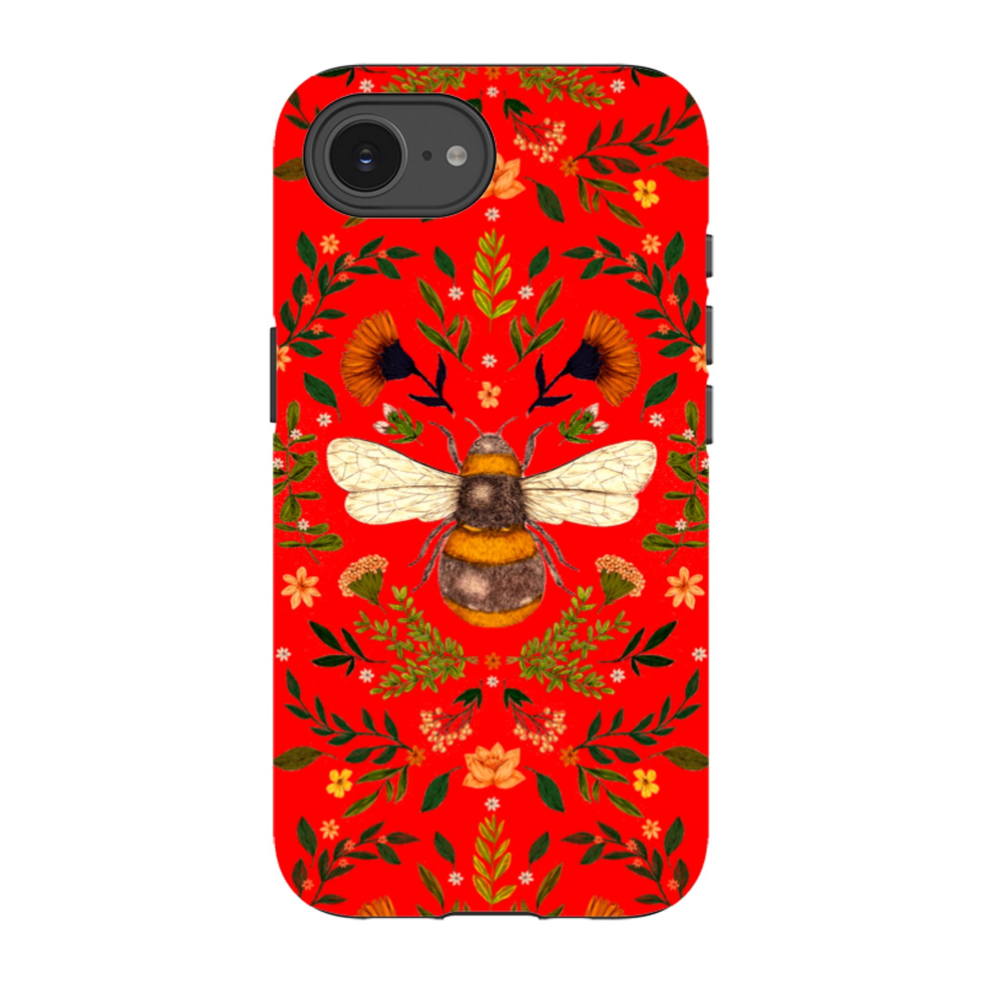 iPhone Tough Case - Botanical Bee Red By Jade Mosinski
