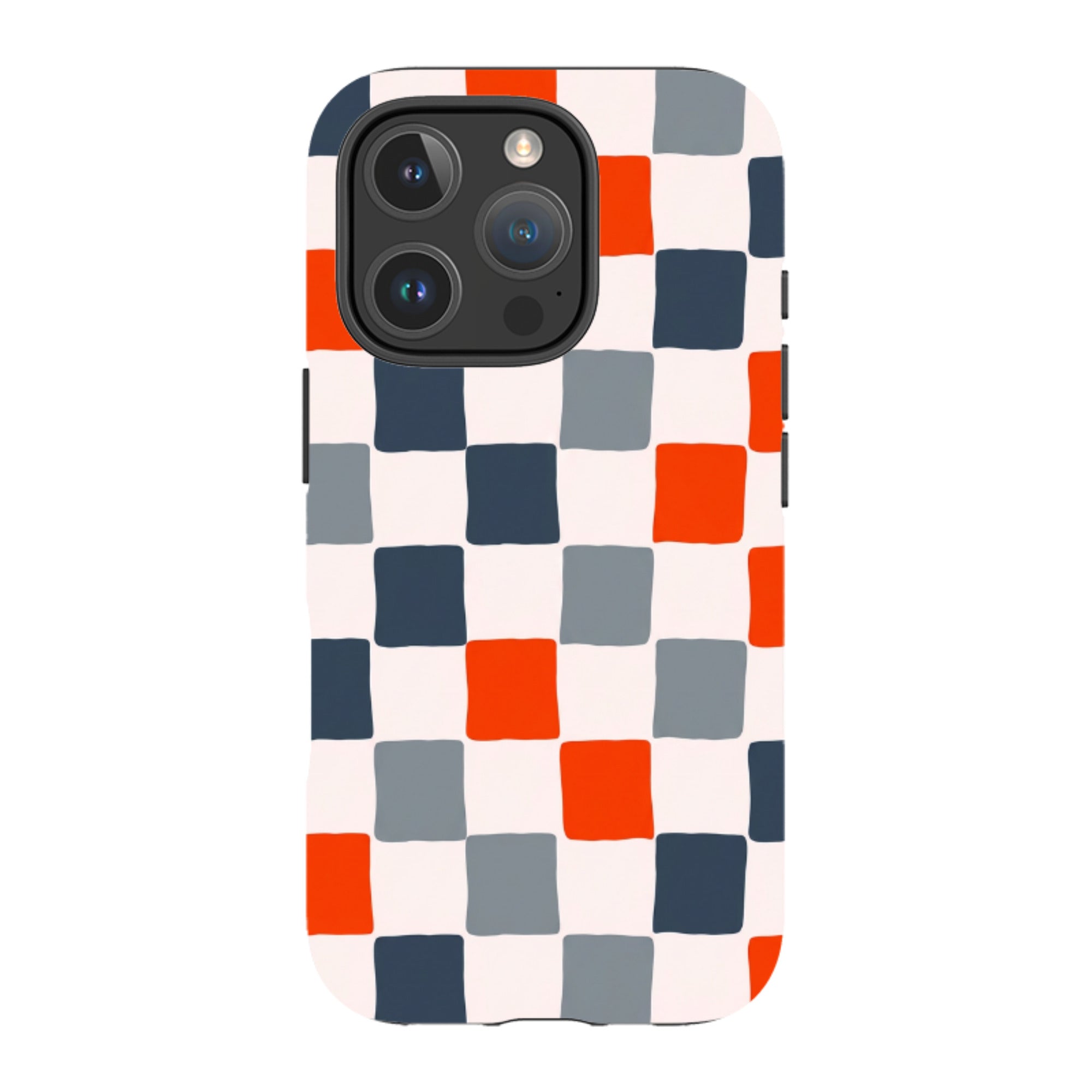 iPhone Tough Case - Orange & Navy Checkerboard