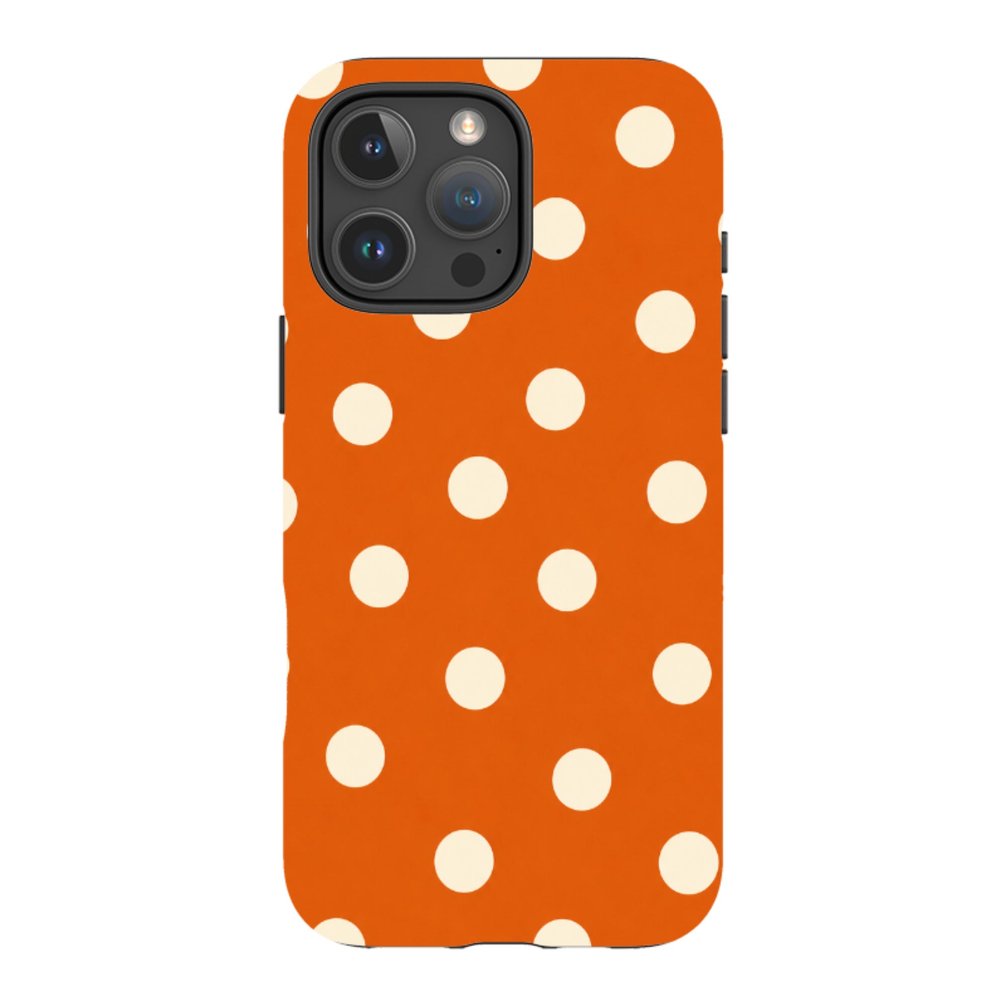 iPhone Tough Case - Orange & Cream Polka Dot