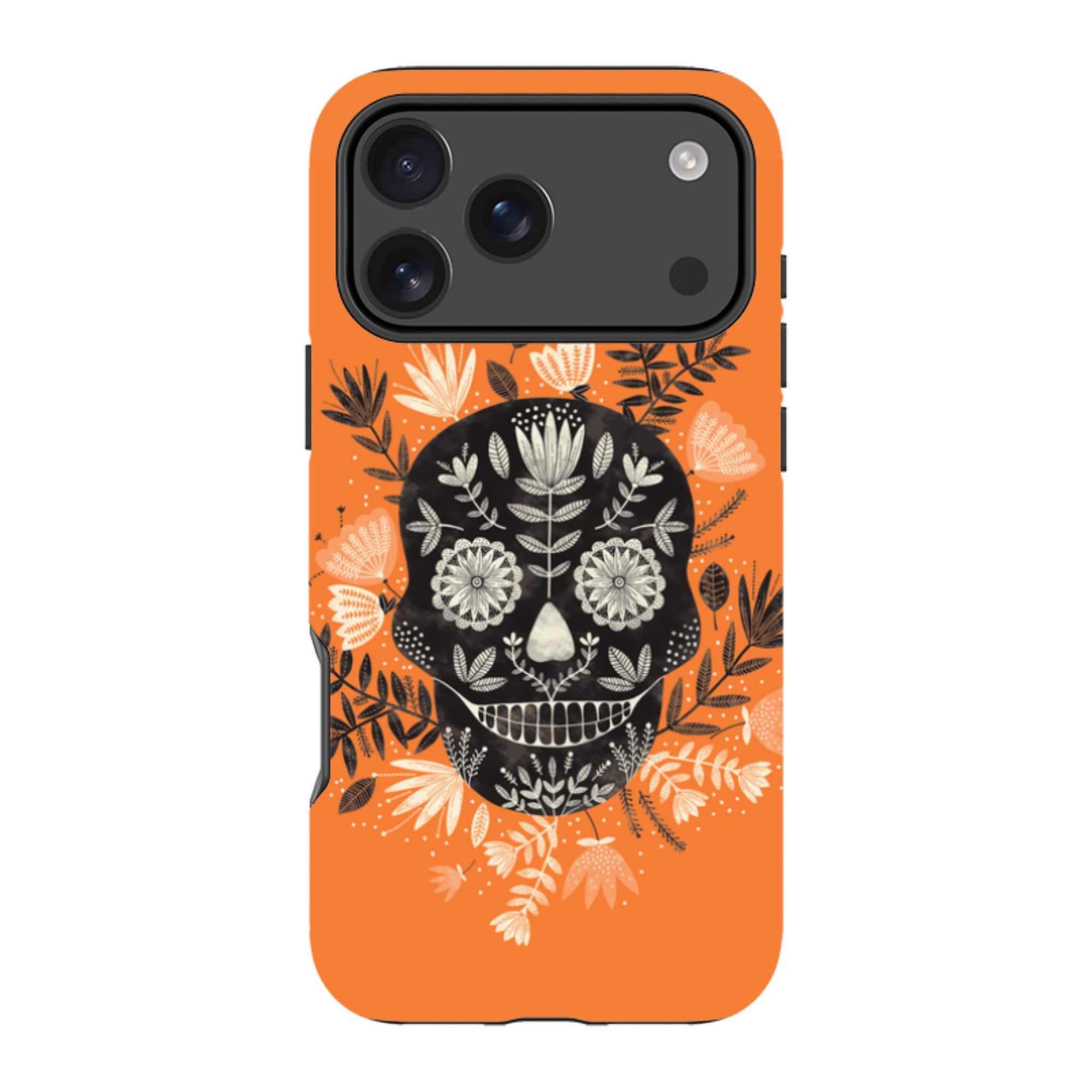 iPhone Tough Case - Sugar Skull Orange By Jade Mosinski