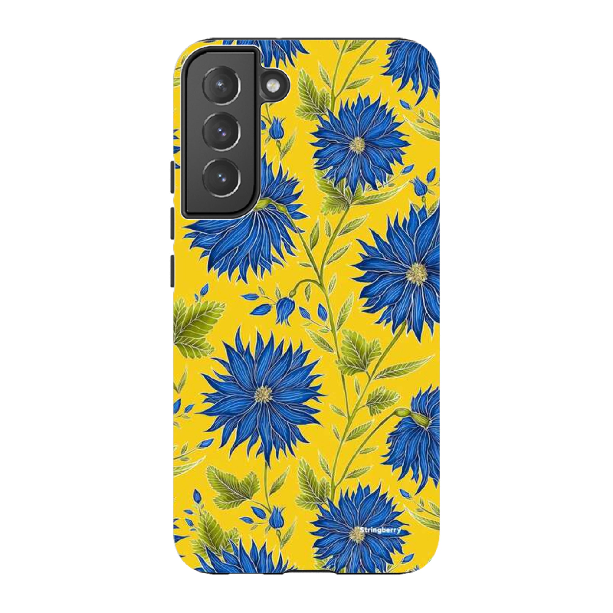 Samsung Tough Case - Blue Flowers Yellow By Catherine Rowe