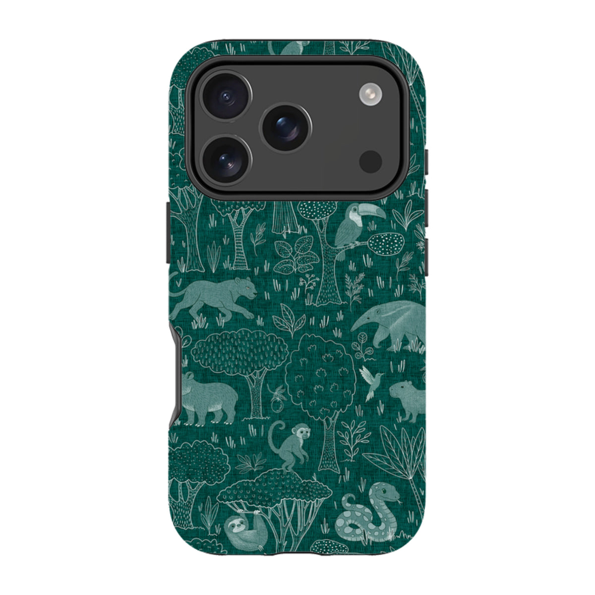 iPhone Tough Case - Tropical Jungle Animals teal By Katherine Quinn