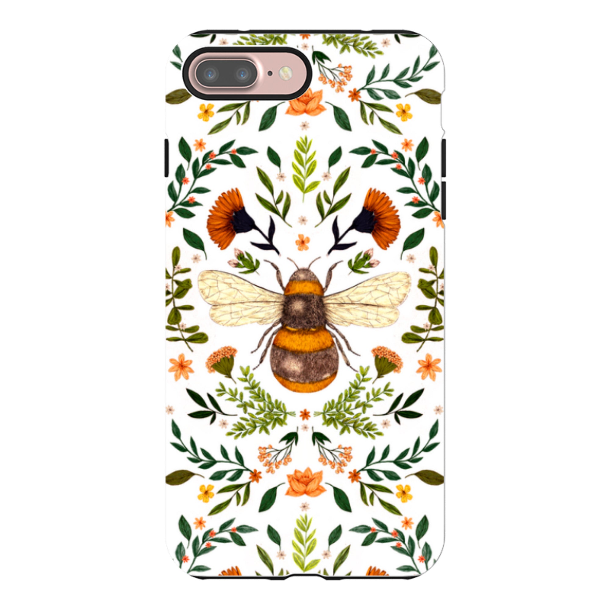 iPhone Tough Case - Botanical Bee White By Jade Mosinski