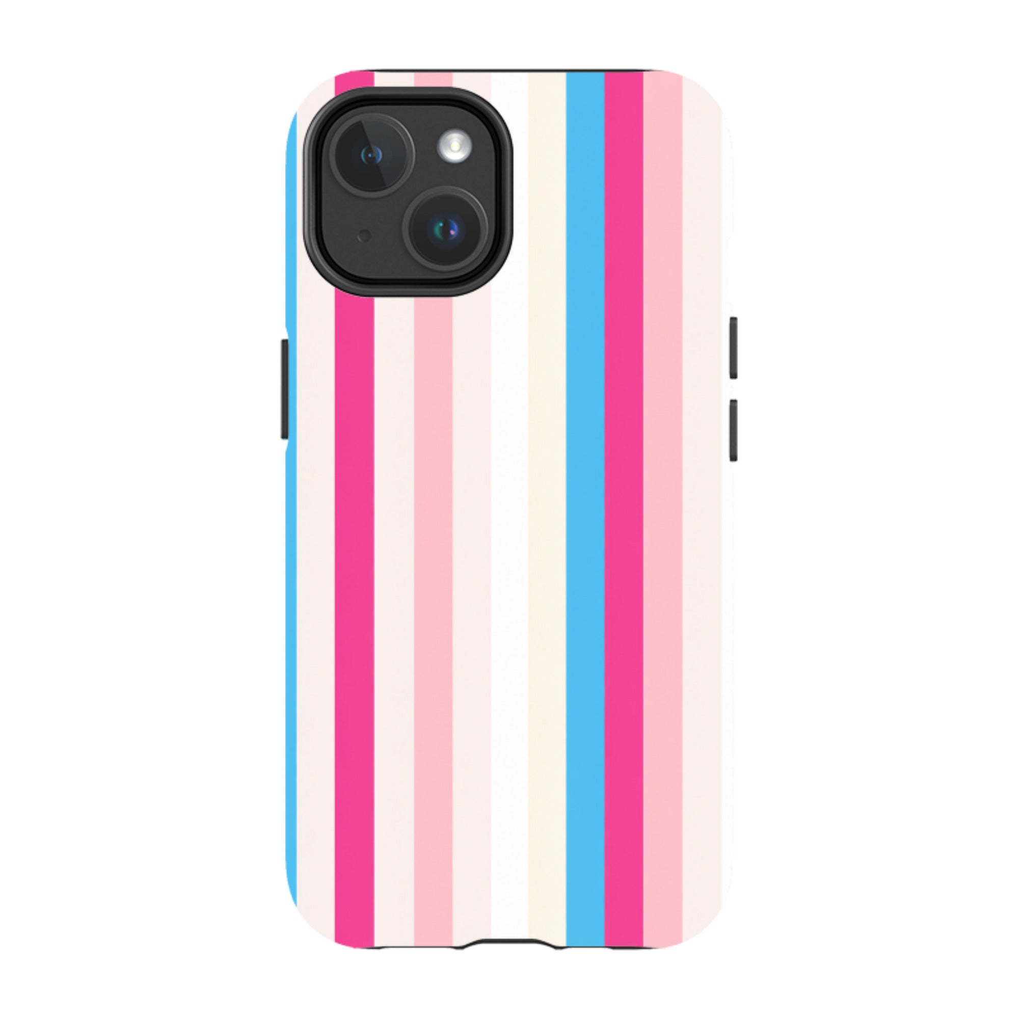 iPhone MagSafe Tough Case - Pink, Blue & Cream Stripe