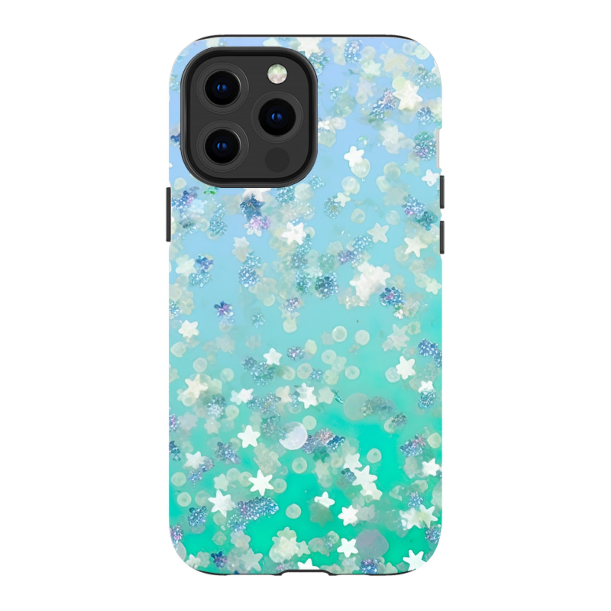 iPhone MagSafe Tough Case - Green Stars (case does not glitter)