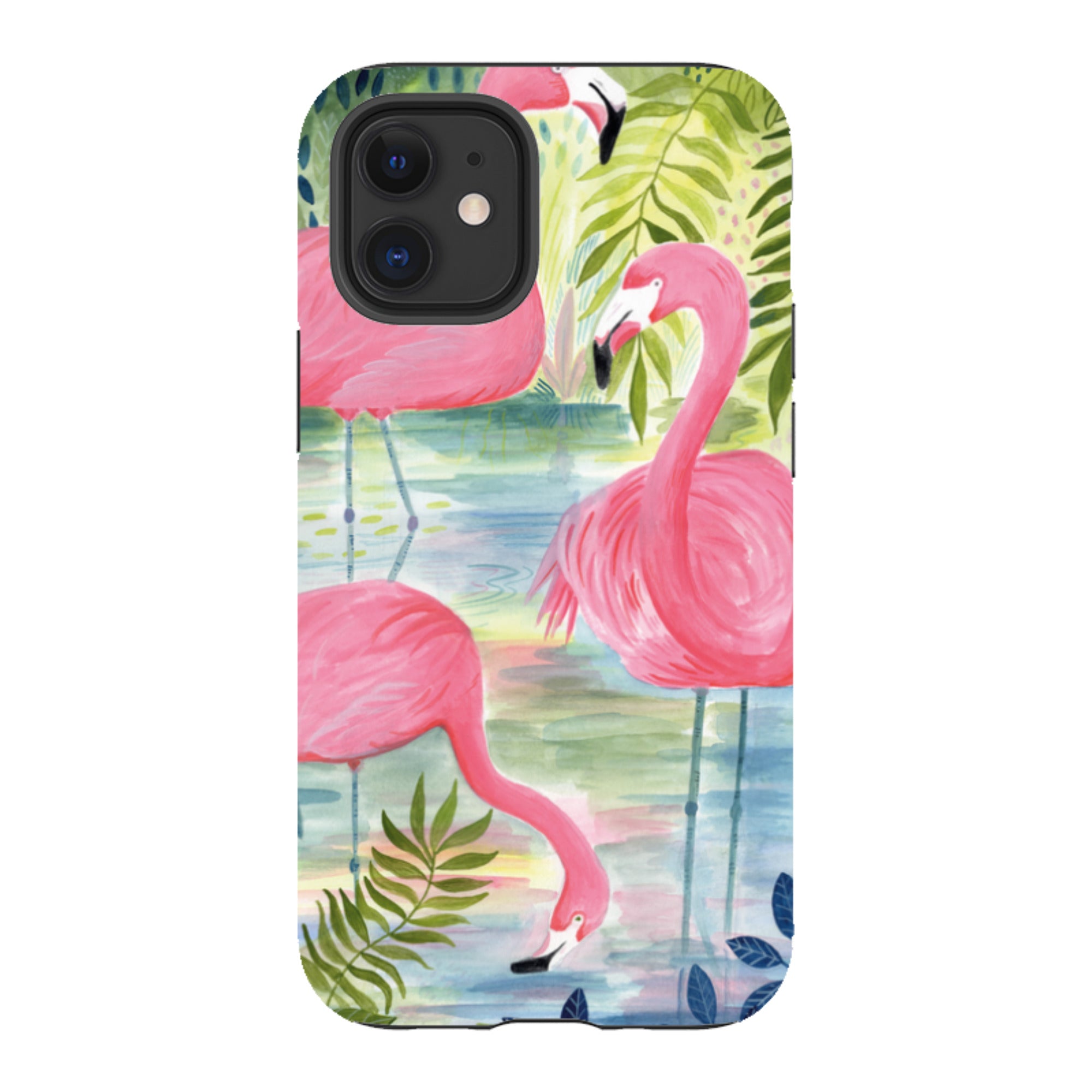 iPhone Tough Case - Three Flamingo By Bex Parkin
